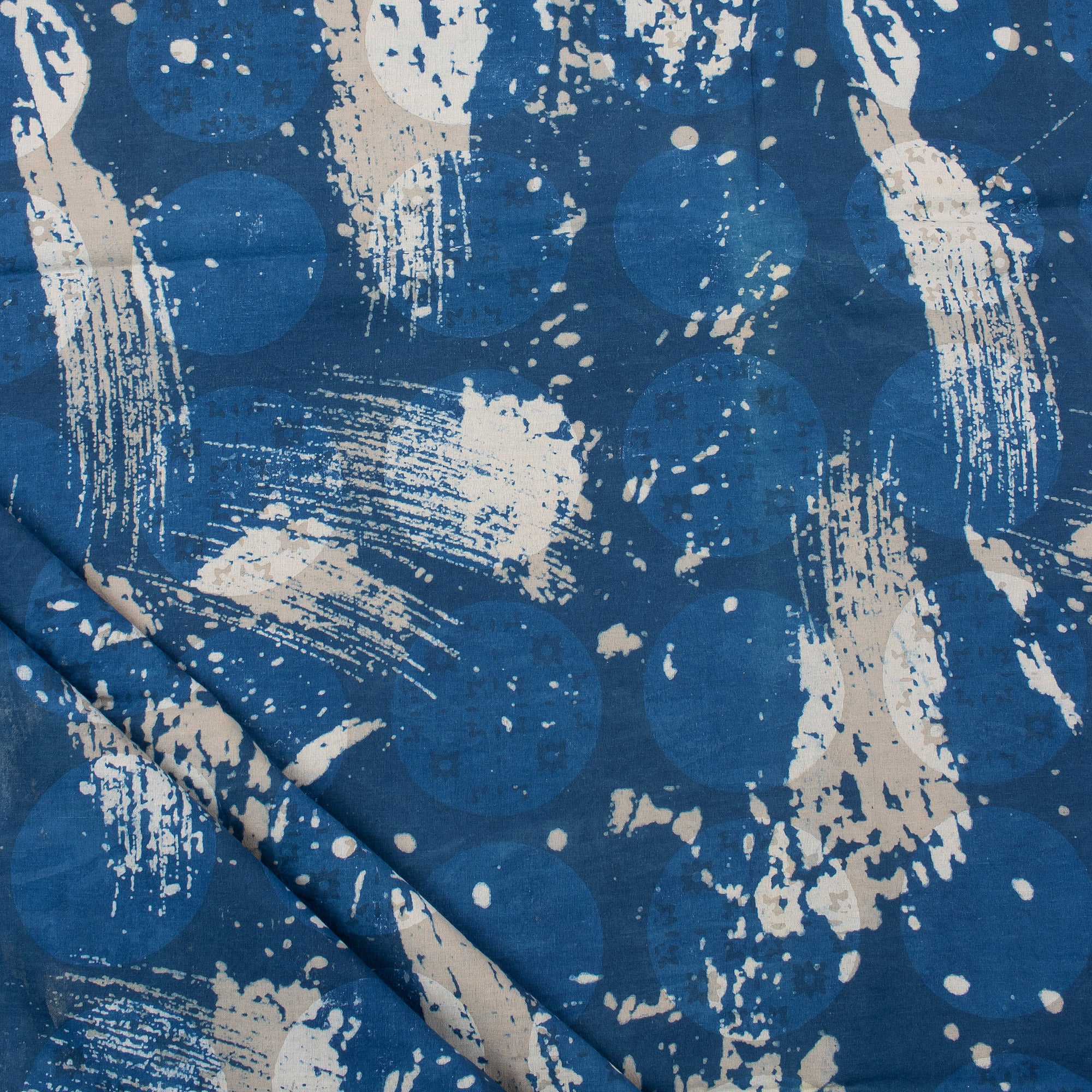 Indigo Blue Hand Block Printed Pure Cotton Fabric