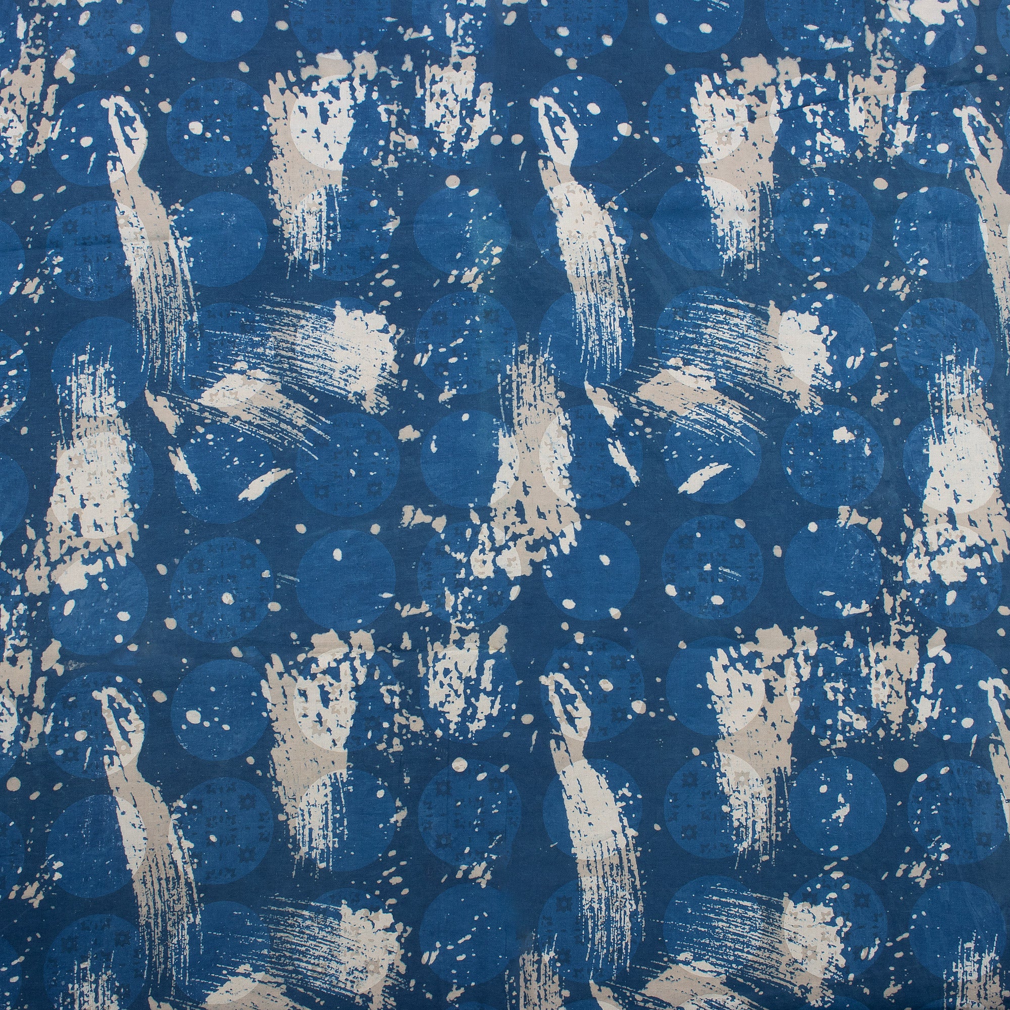 Indigo Blue Hand Block Printed Pure Cotton Fabric - Image 3