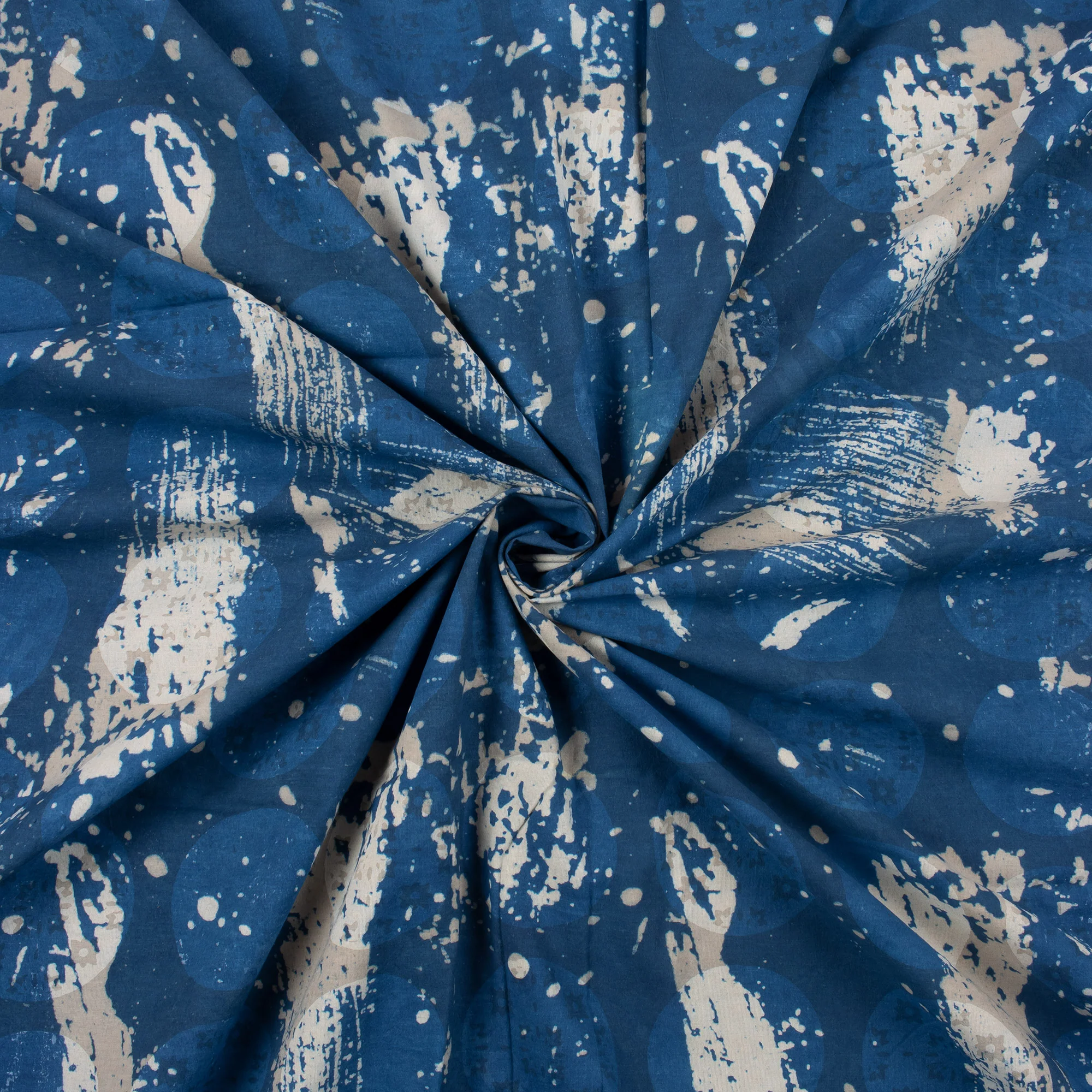 Indigo Blue Hand Block Printed Pure Cotton Fabric - Image 5