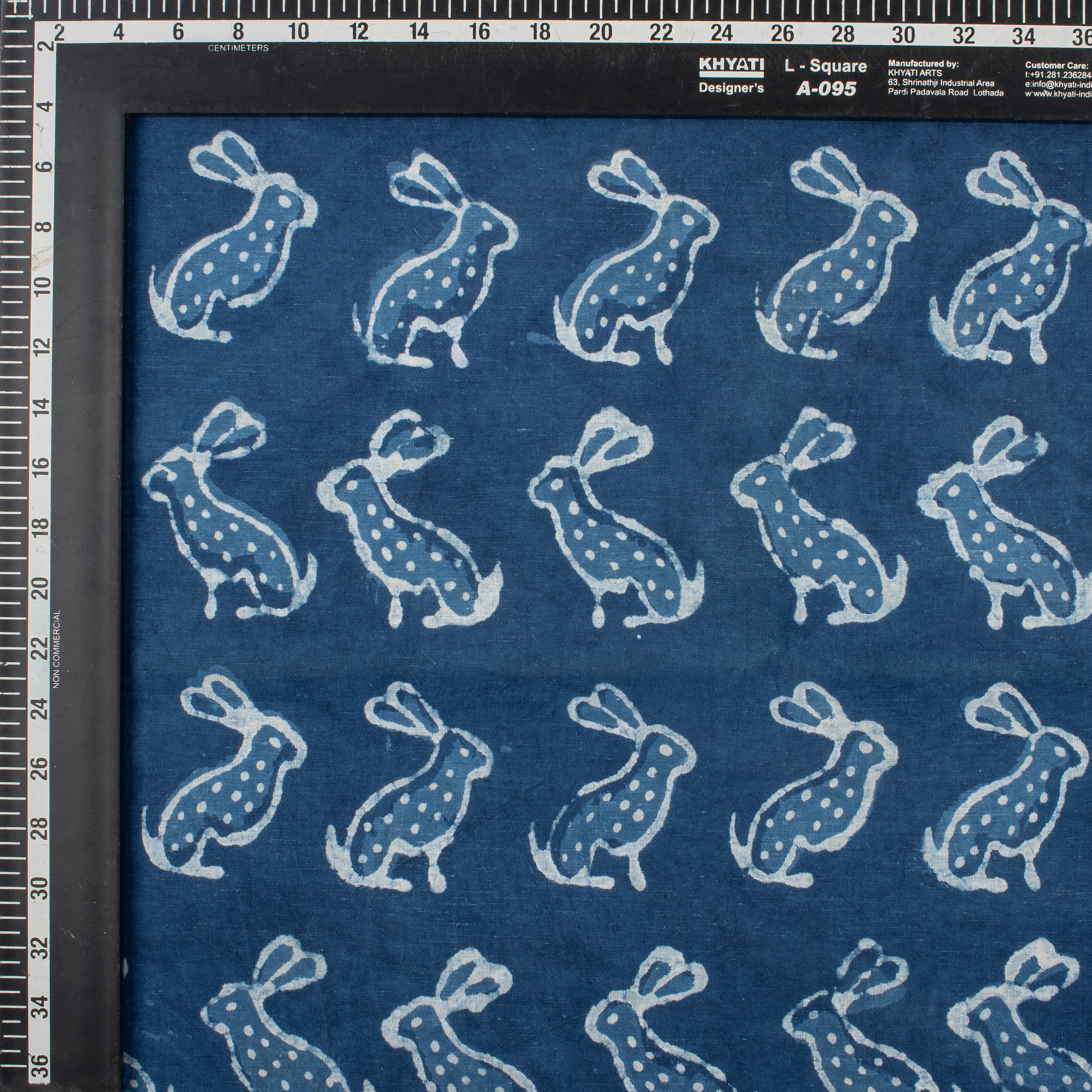 Rabbit Hand Block Printed Indigo Fabric