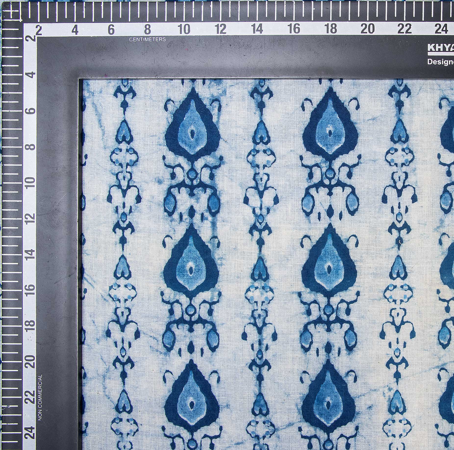 Blue Leaf Indian Hand Block Print Cotton Fabric - Image 3