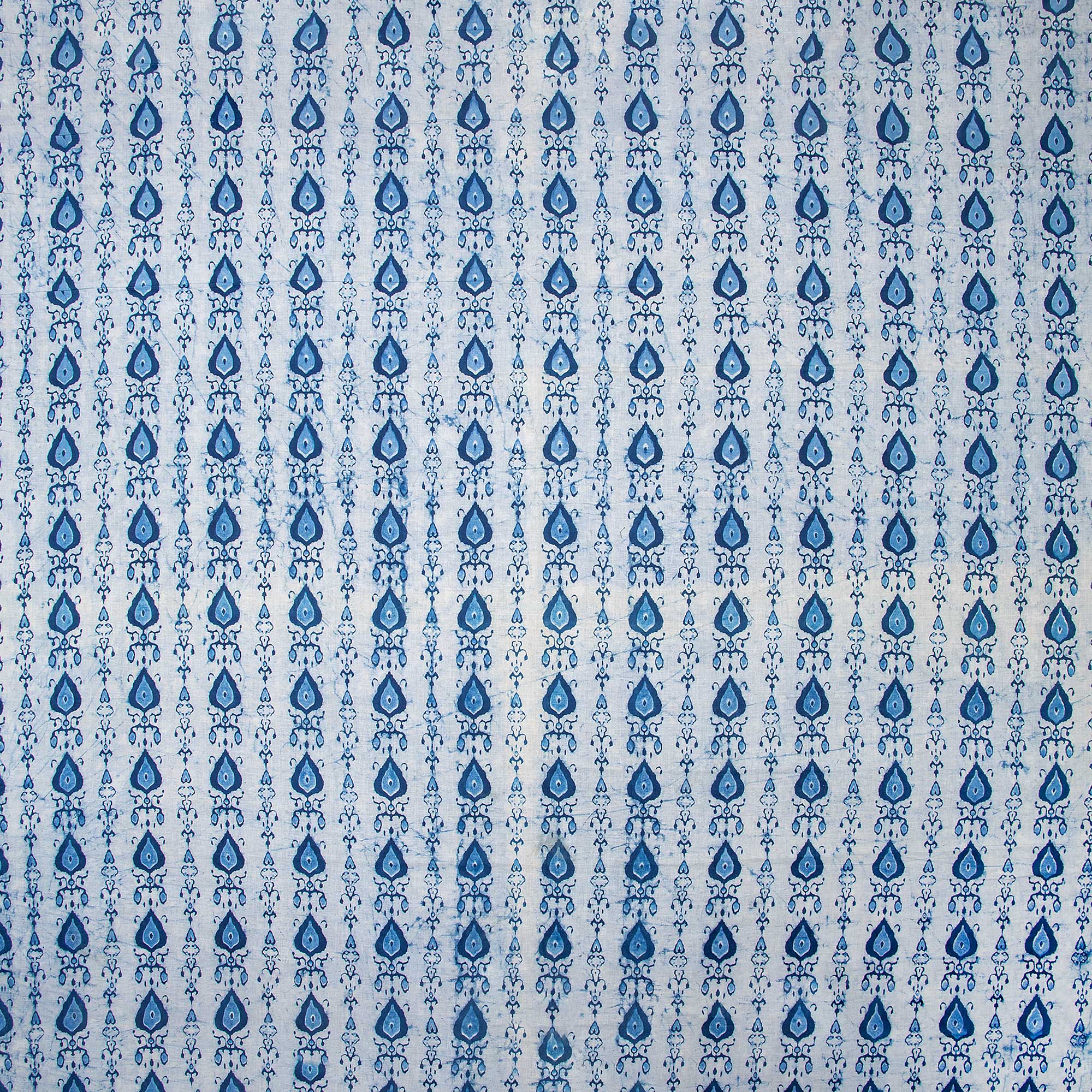 Blue Leaf Indian Hand Block Print Cotton Fabric - Image 6