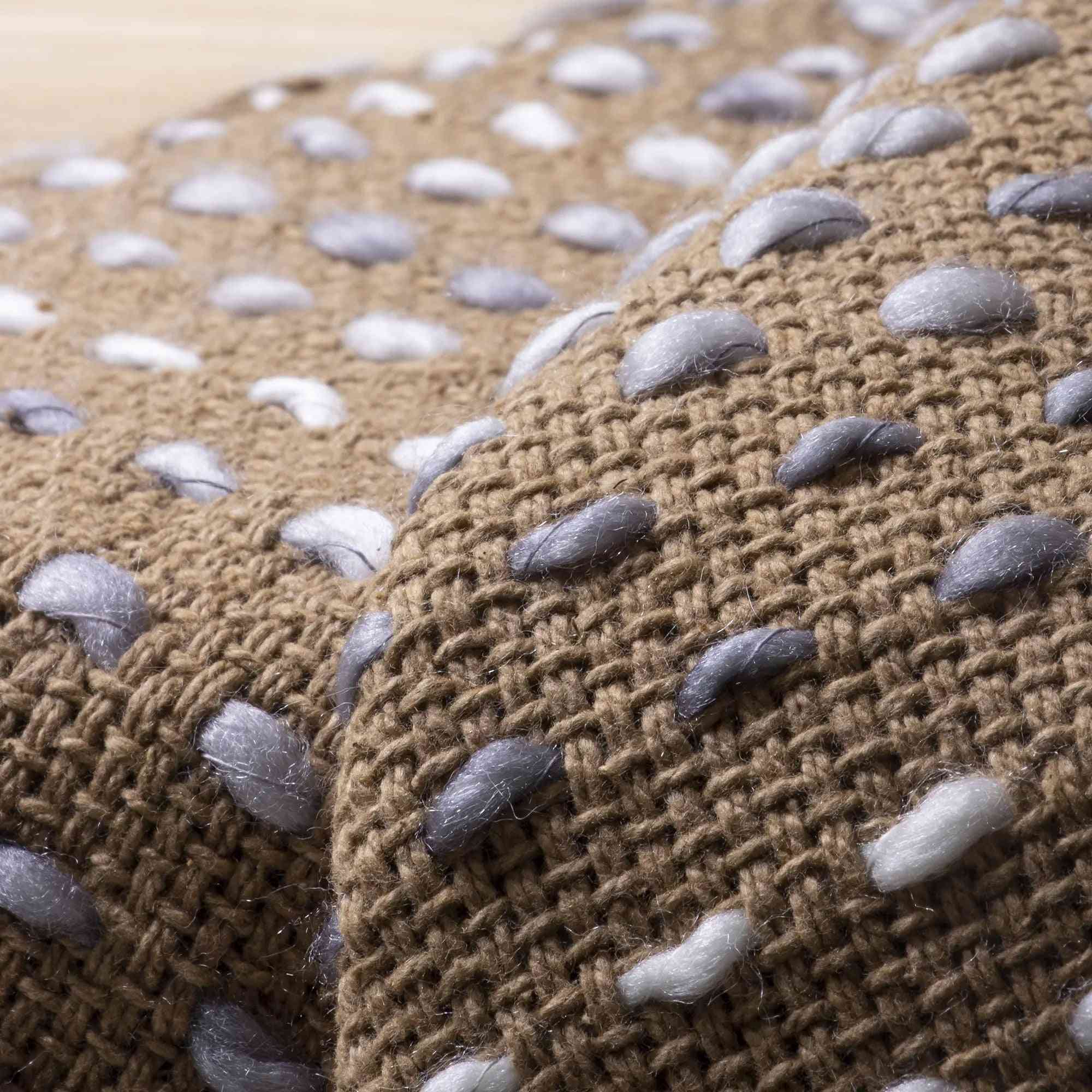 Indian Brown Embroidery Cotton Indian Hand Woven Reversible Throw Blanket - Image 4