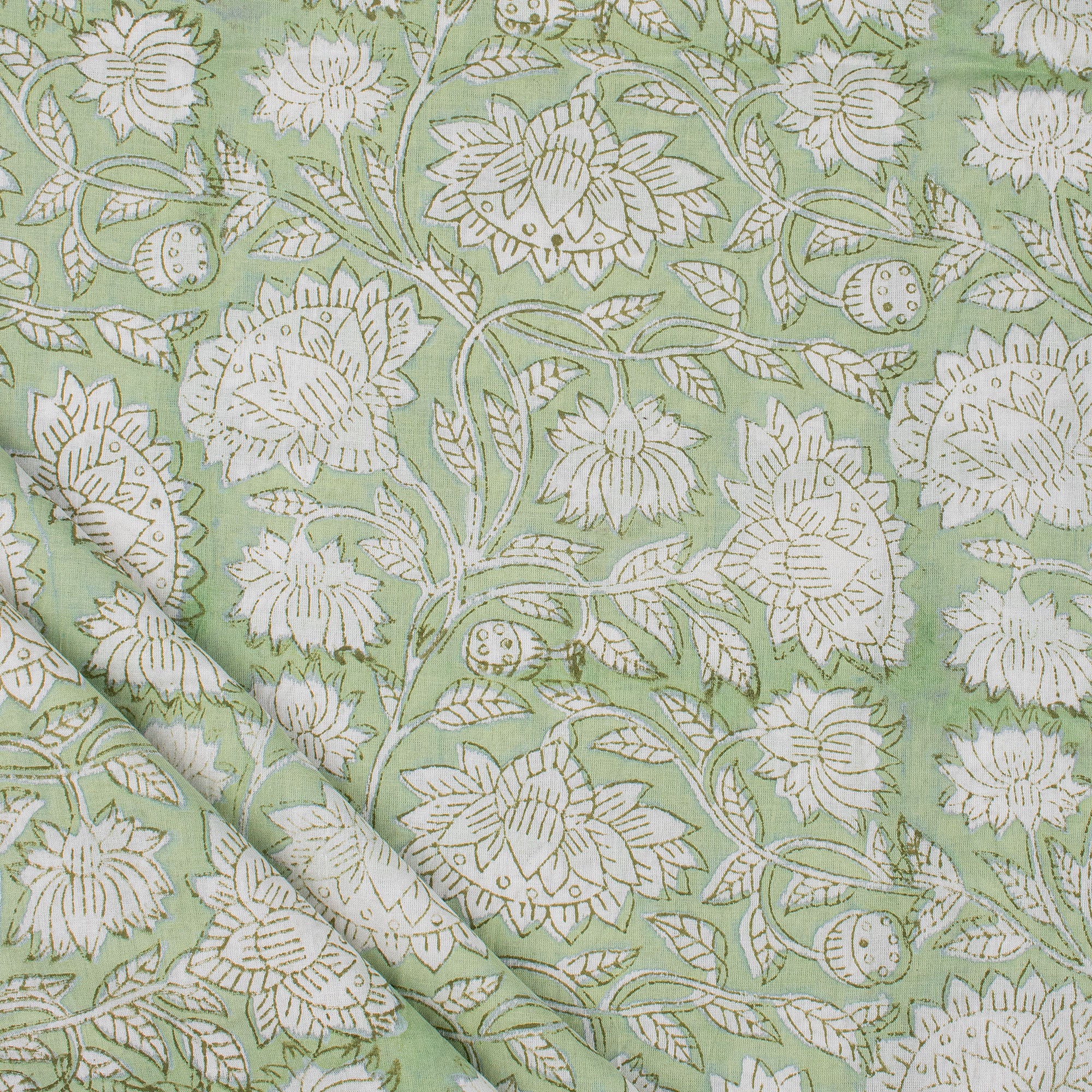 Floral Block Printed Indian Fabric