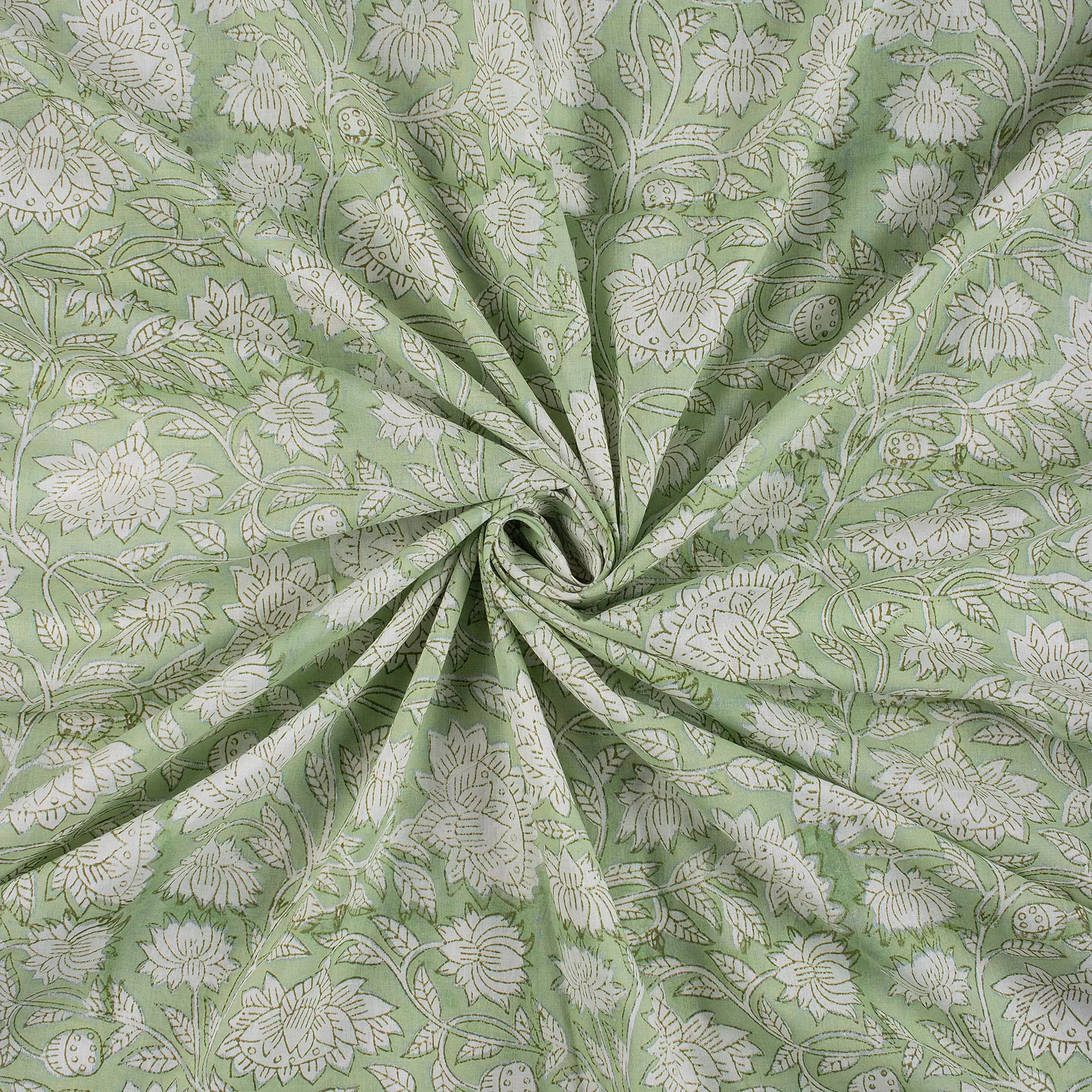 Floral Hand Block Prited Fabric by Yard - Image 3