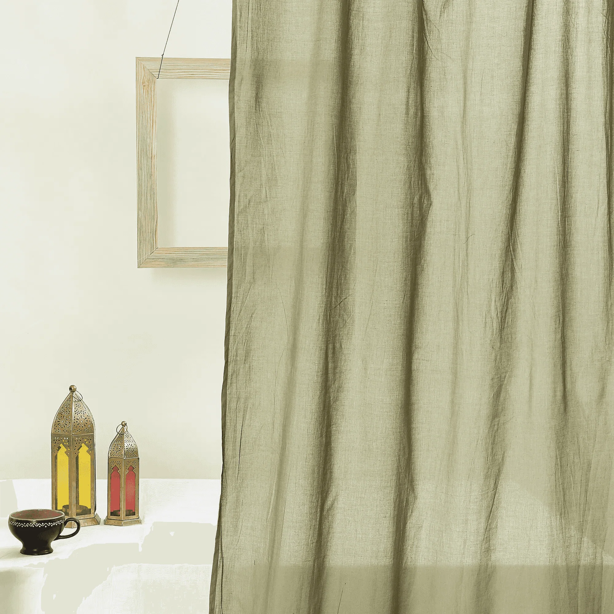Set of 2 Pure Cotton Solid  Hand Dyed Dining Room Curtains - Image 4