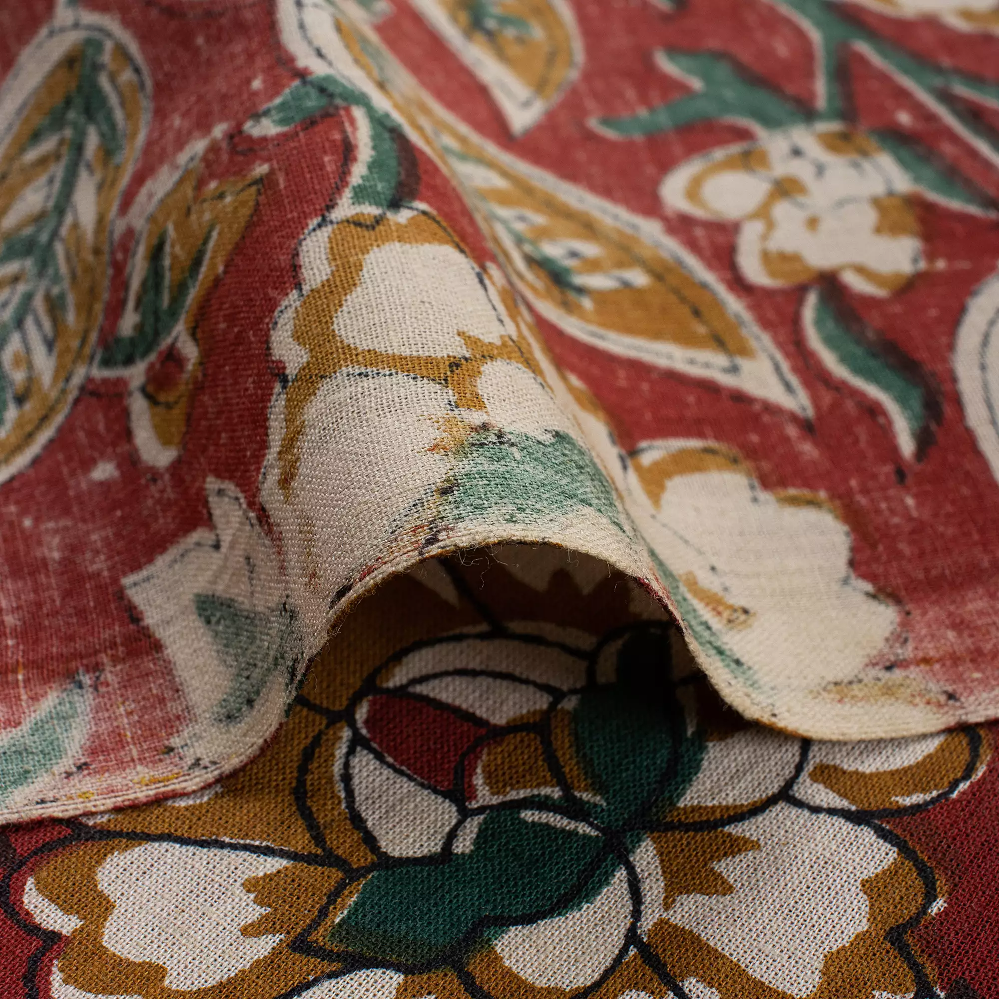 Bagru Hand Block Printed Floral Fabric - Image 2