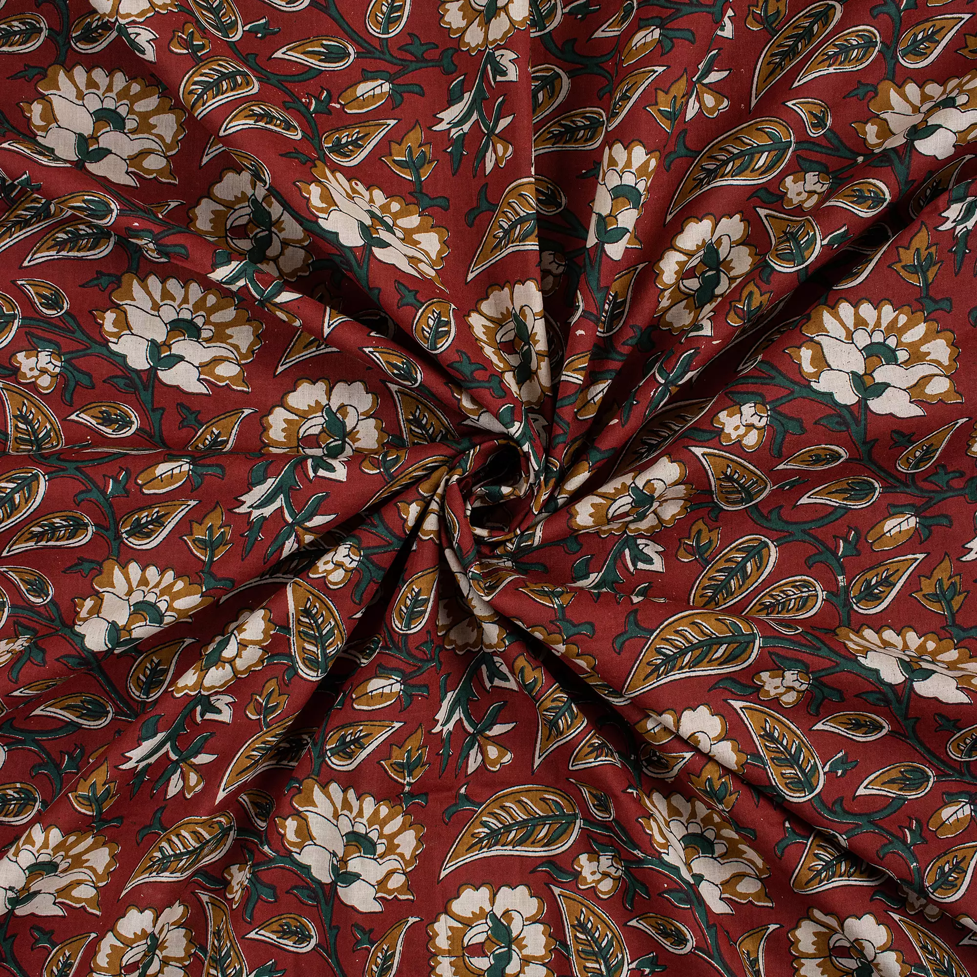 Bagru Hand Block Printed Floral Fabric - Image 4