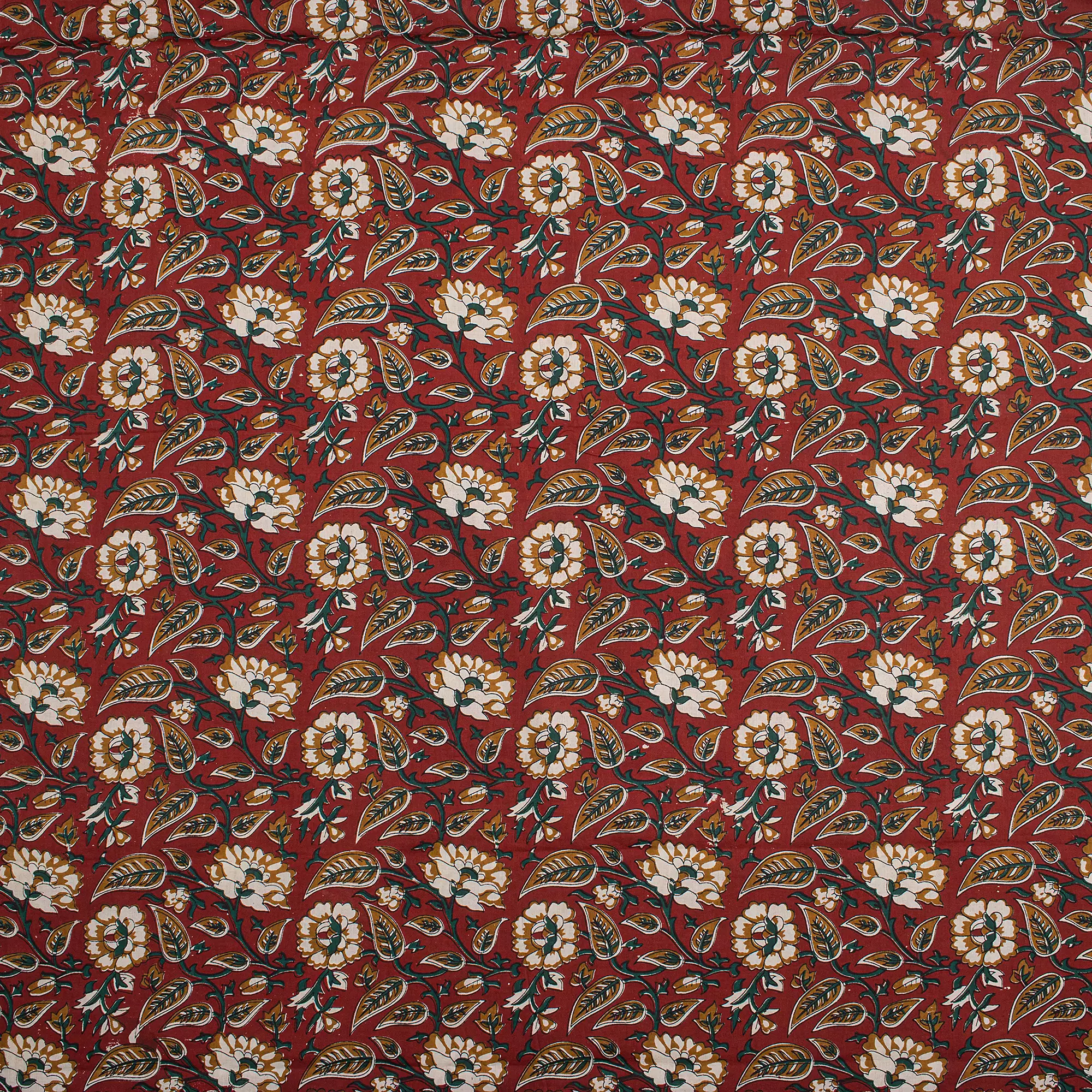 Bagru Hand Block Printed Floral Fabric - Image 5