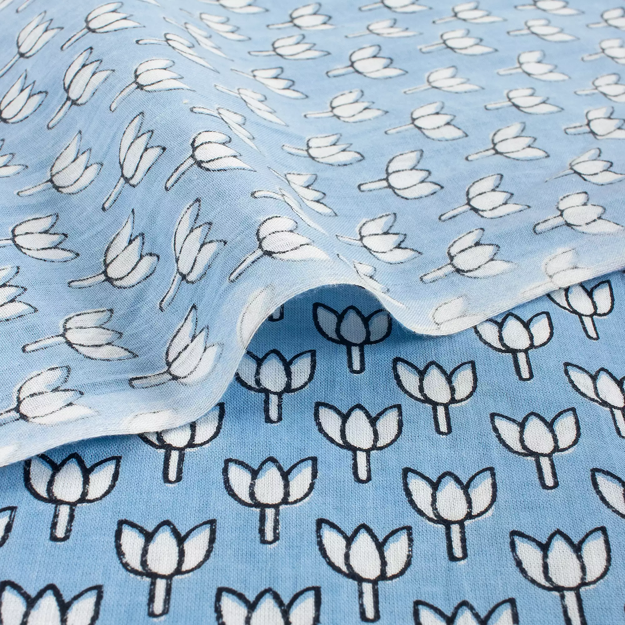 Lotus Hand Block Print Fabric for Kurti - Image 2