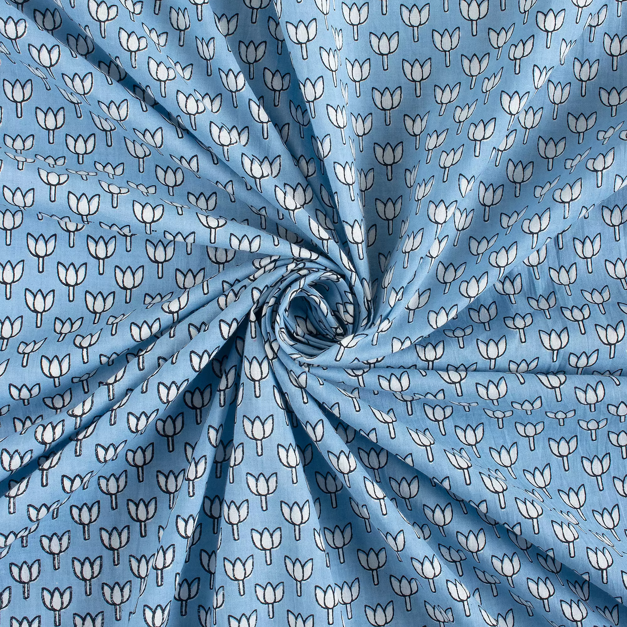 Lotus Hand Block Print Fabric for Kurti - Image 4