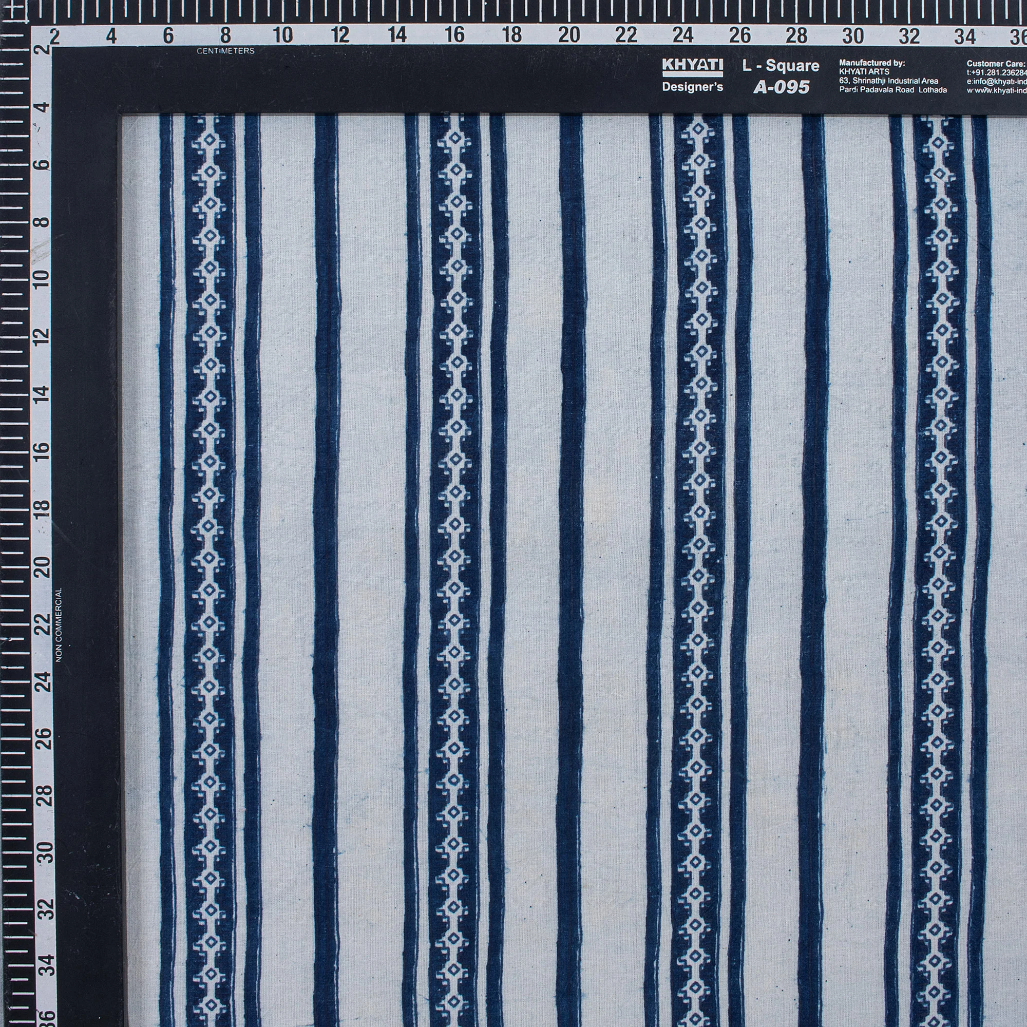 Blue Stripe Indigo Fabric Cotton Material - Image 2