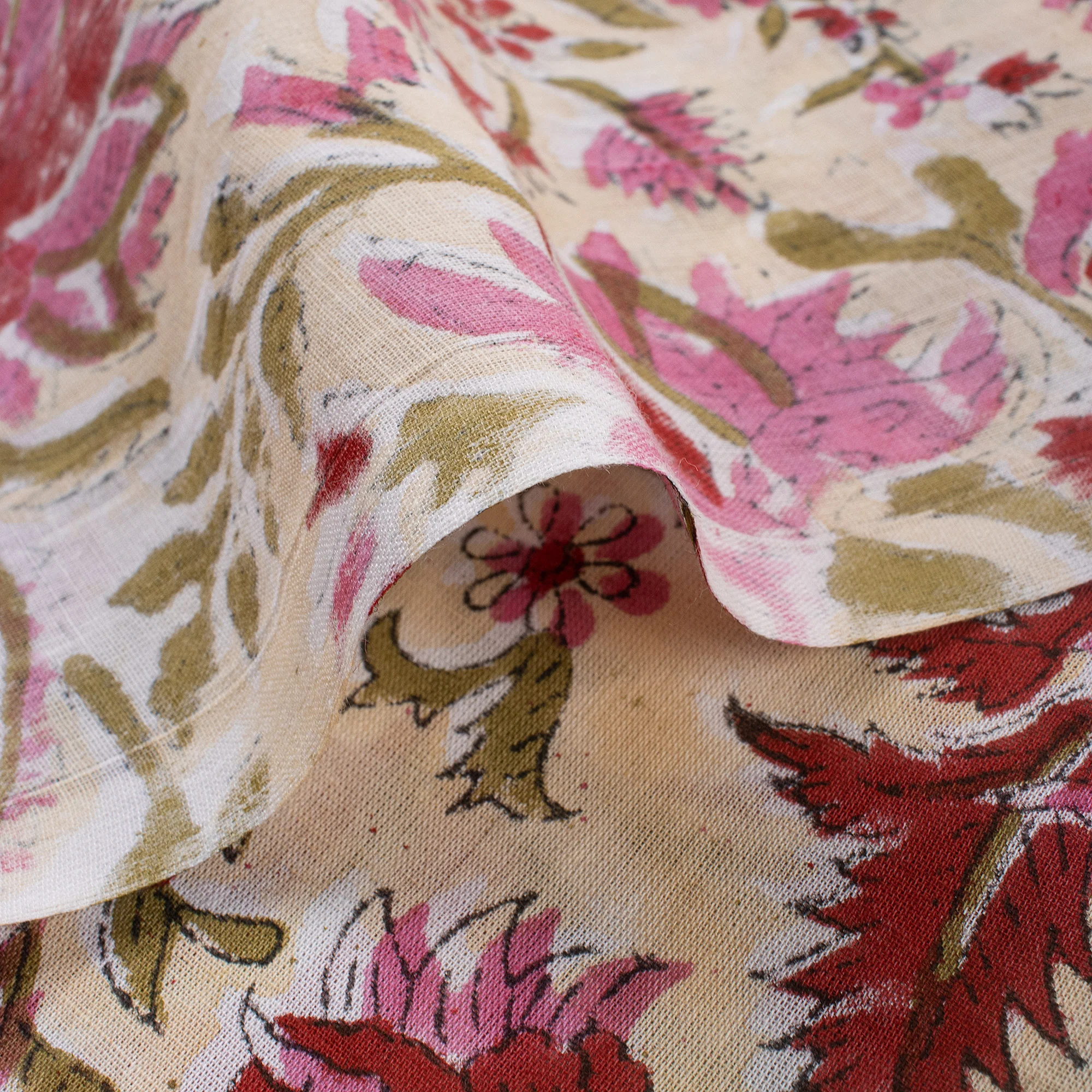 Breathable Hand Block Printed Cotton Fabric - Image 3
