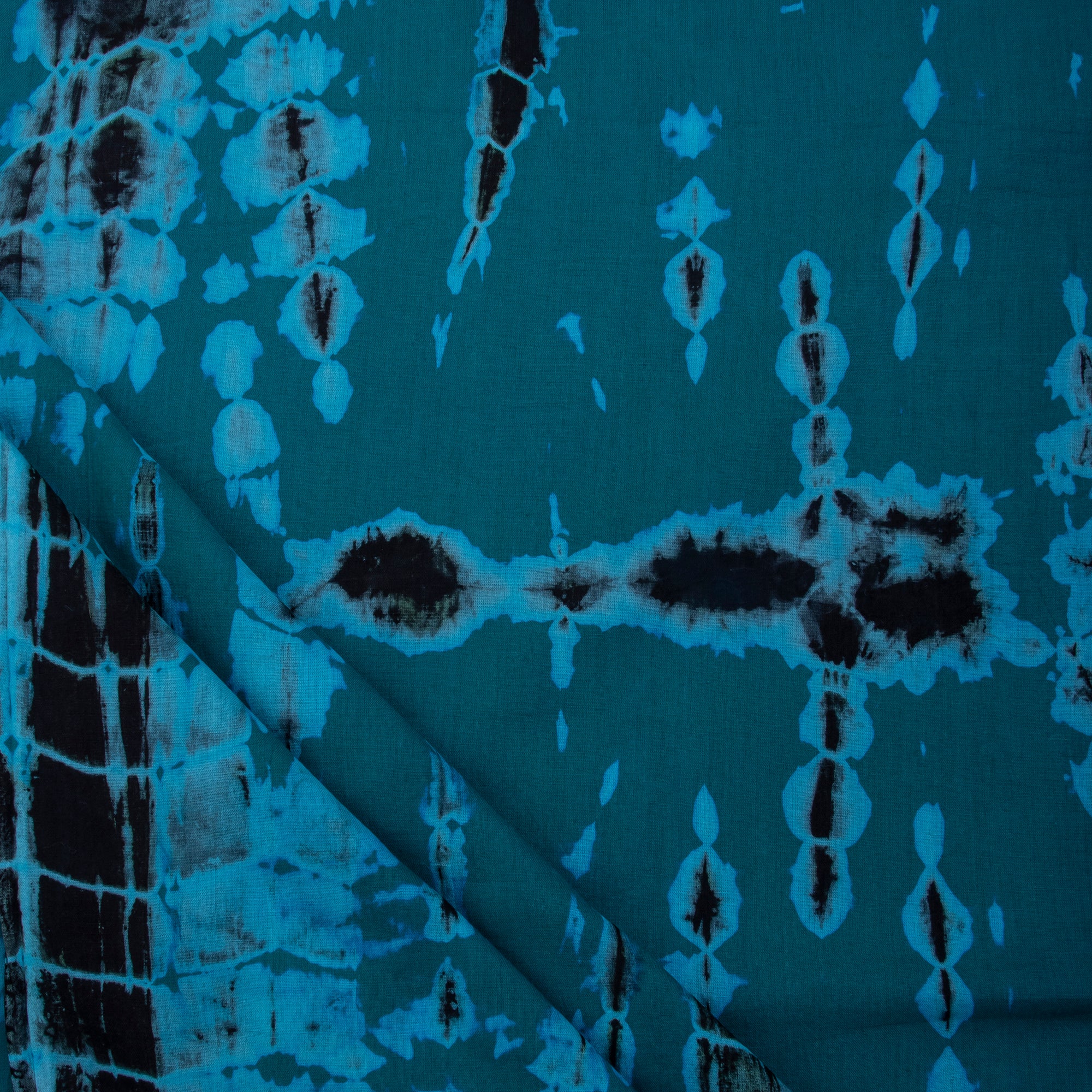 Dark Green Tie Dye Shibori Fabric - Image 2
