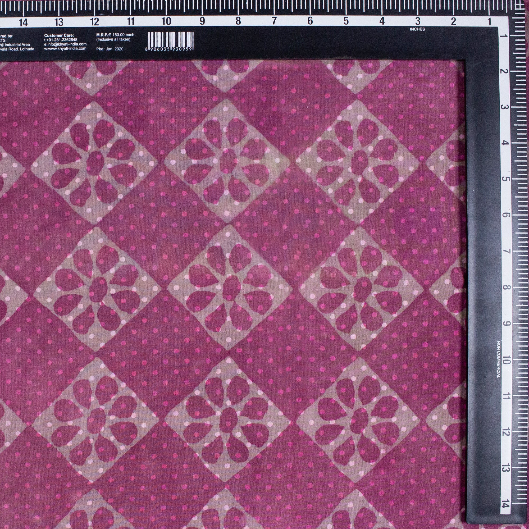 Geometrical Dabu Hand Block Print Fabric - Image 2