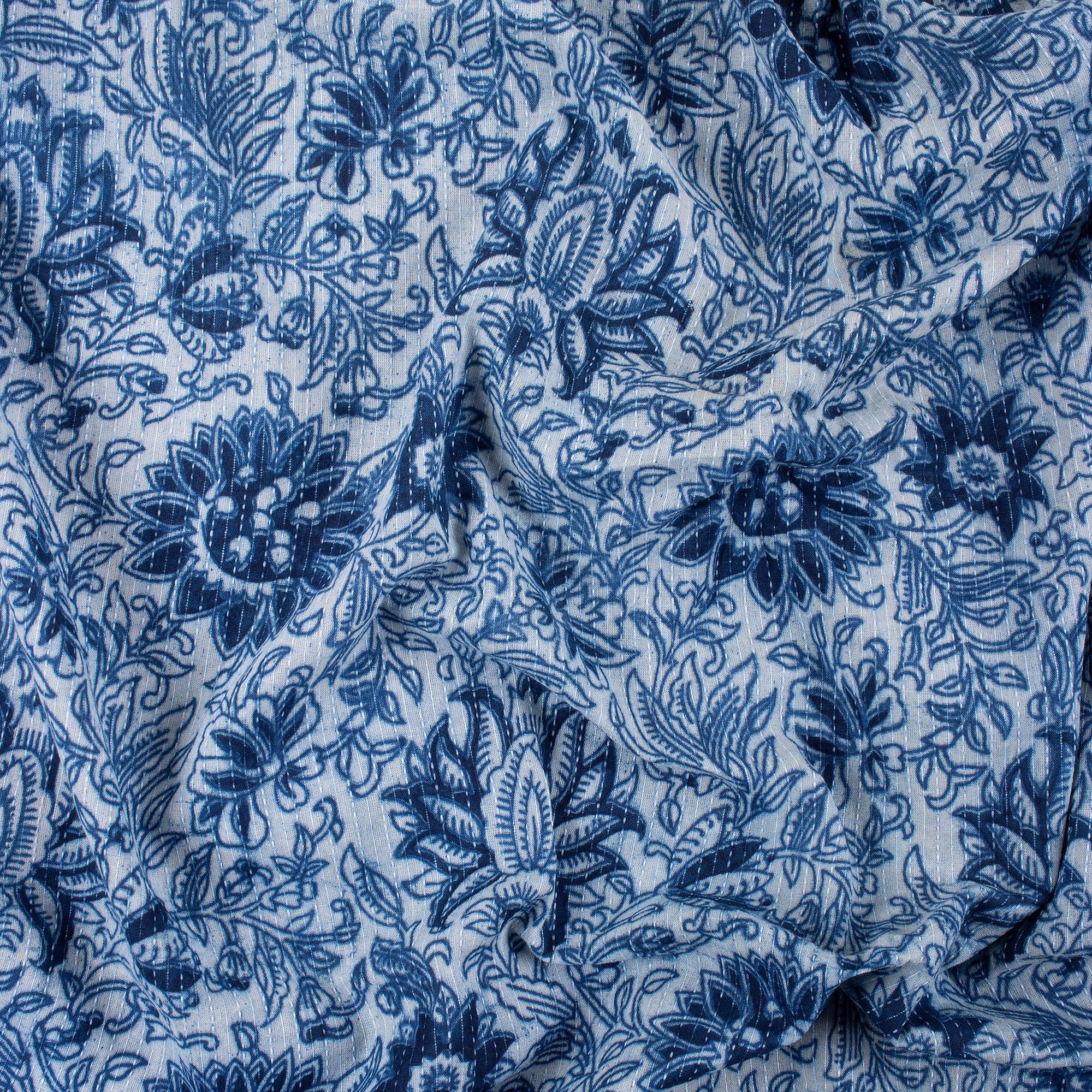 Floral Block Printed Women's Dress Material Cotton Kantha Fabric - Image 3