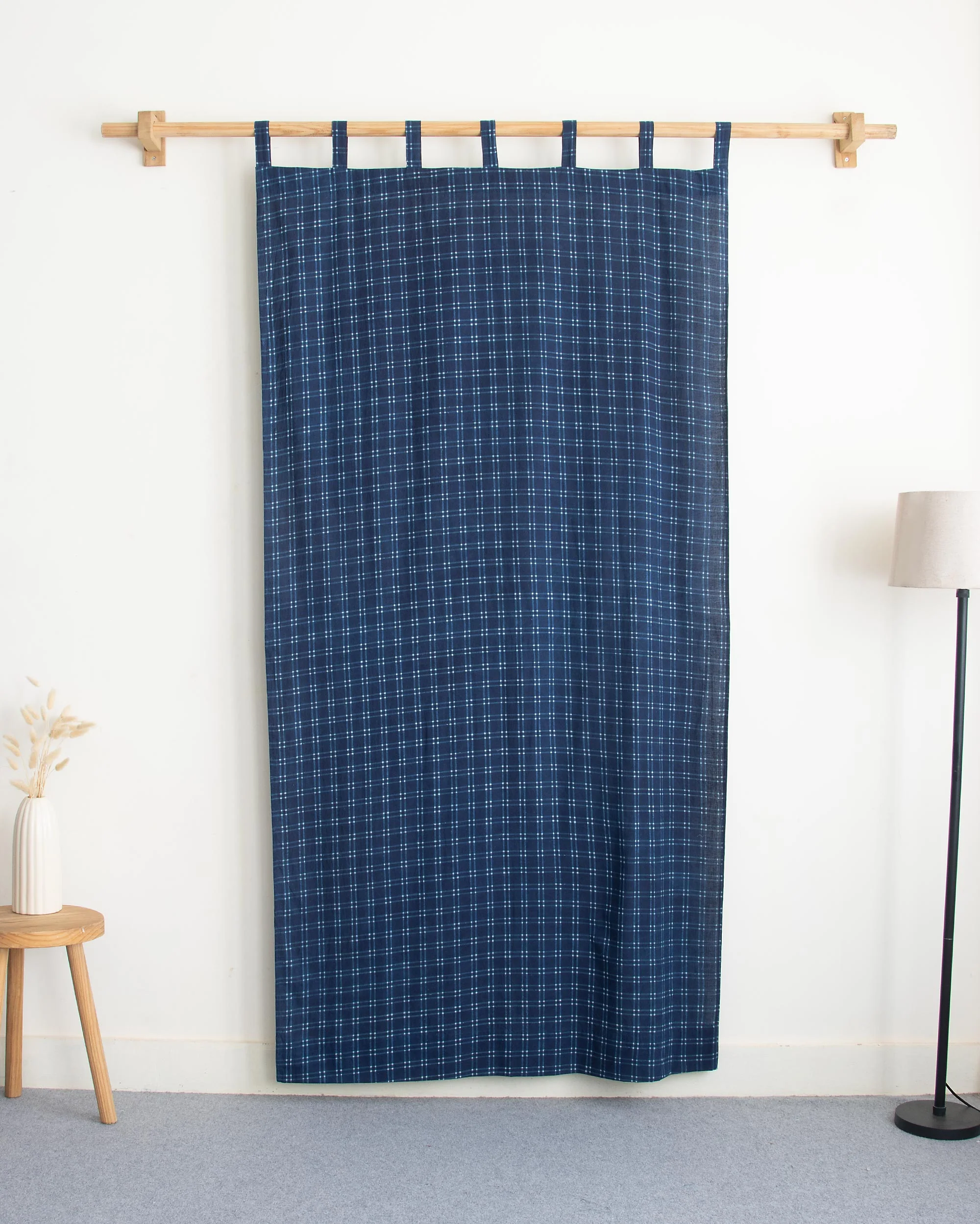 Mini Checks Indian Block Print Organic Cotton Livingroom Curtains - Image 5