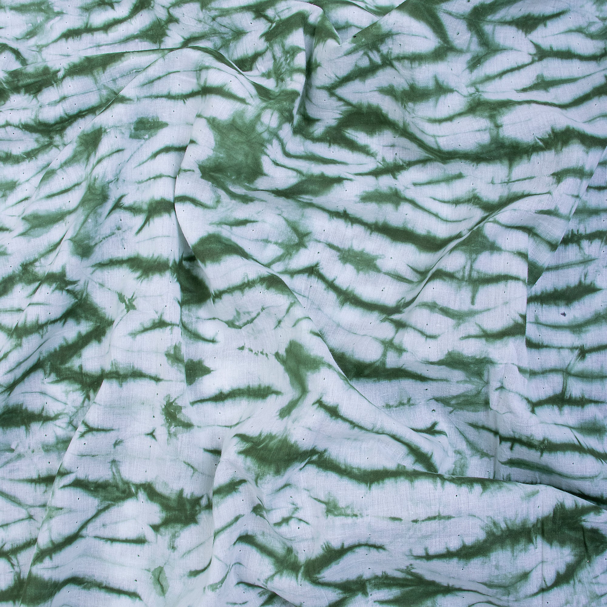 Shibori Green Tie Dye Cotton Fabric - Image 3