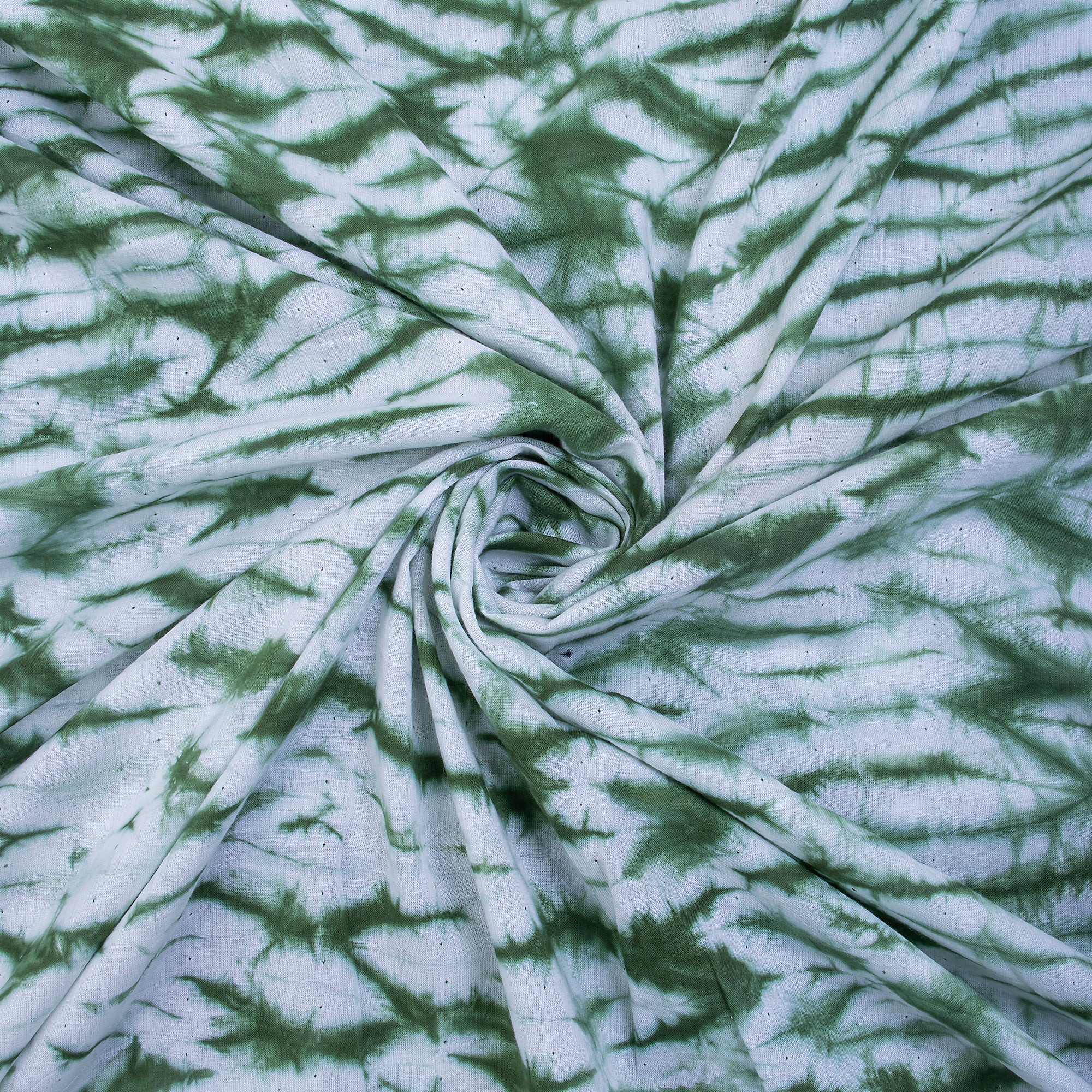 Shibori Green Tie Dye Cotton Fabric - Image 4