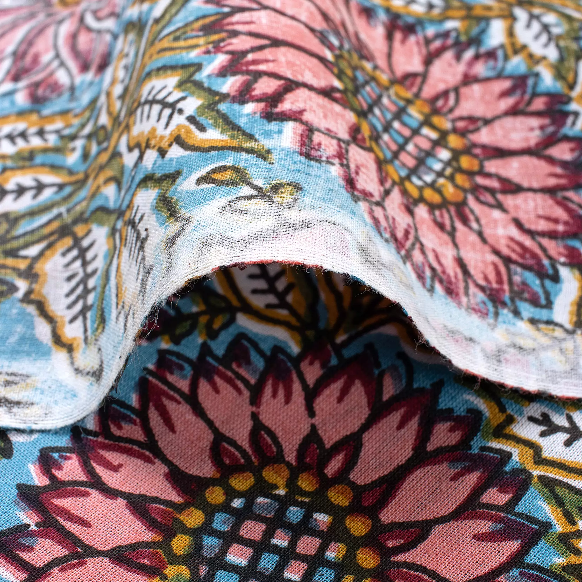 Sunflower Pure Cotton Hand Block Print Fabric - Image 2
