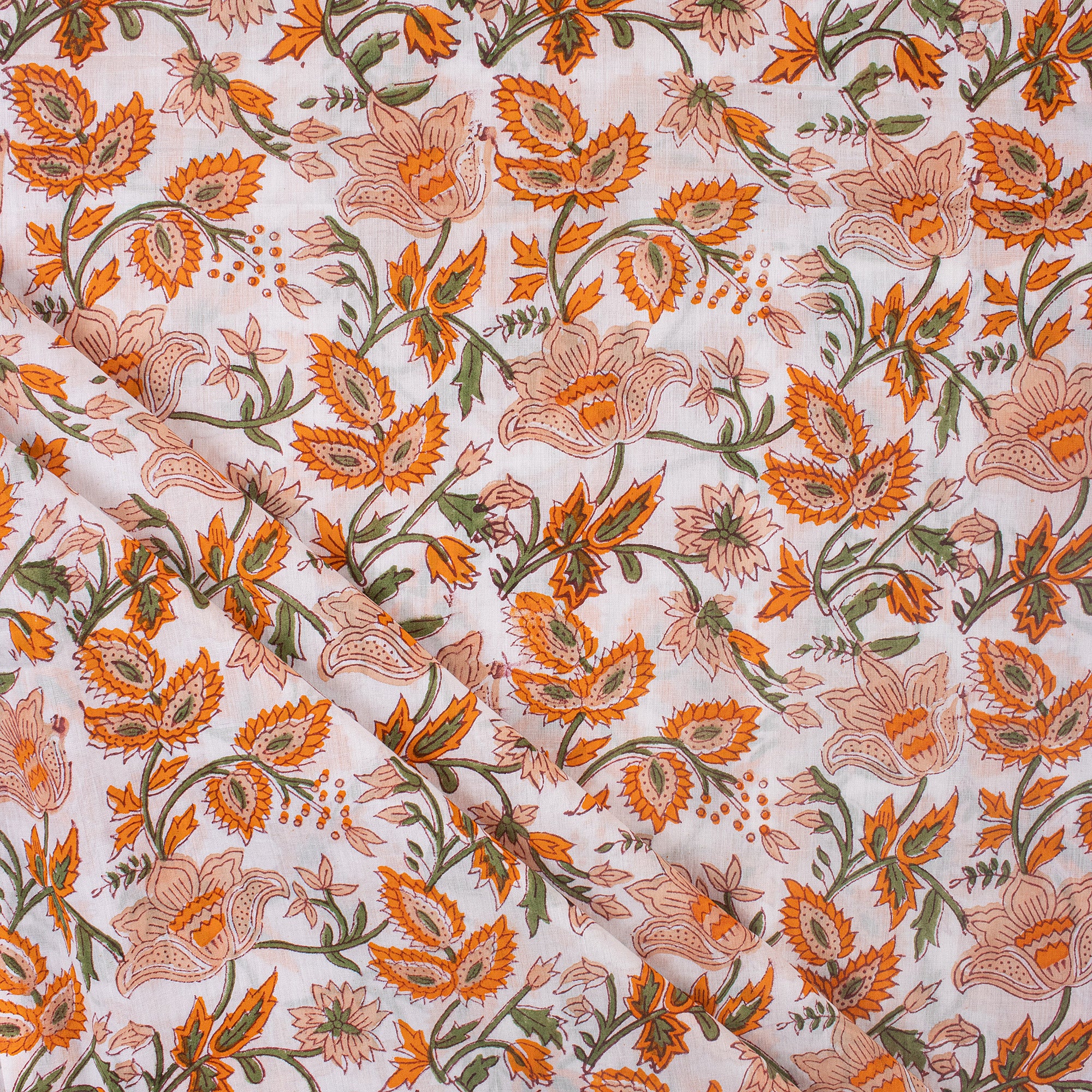 Floral Block Printing Cotton Fabric