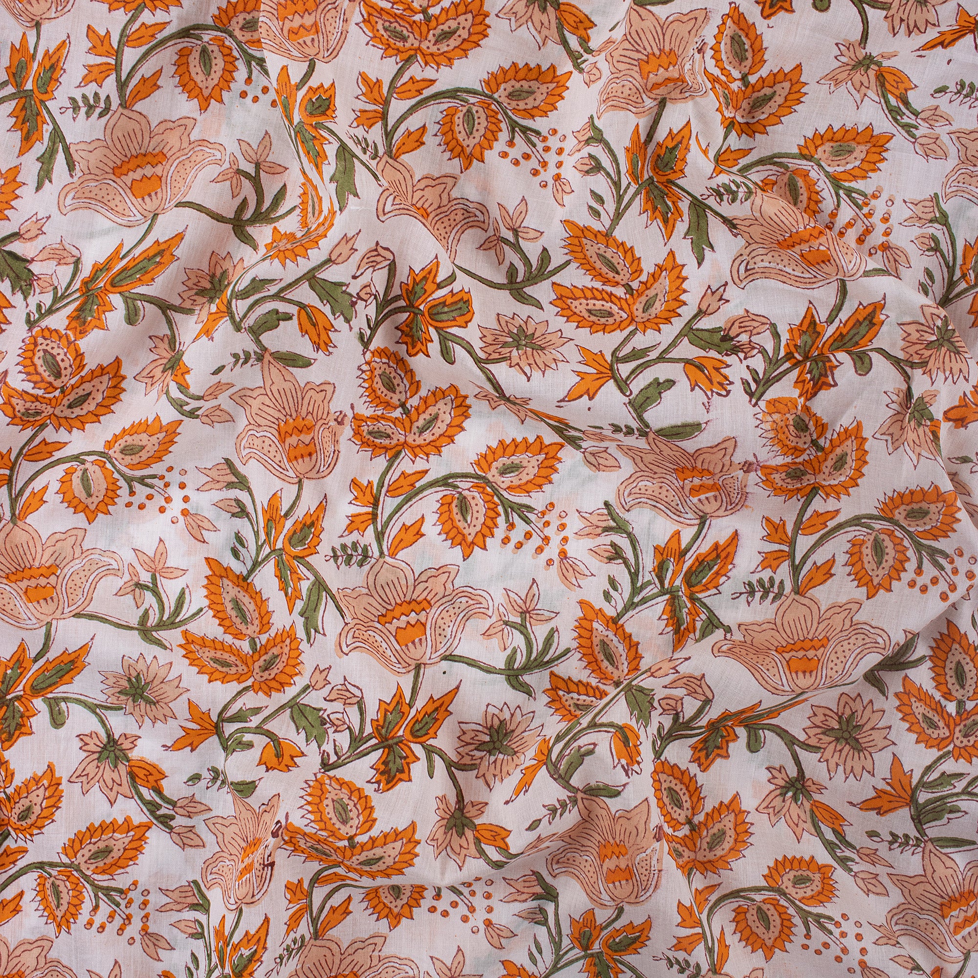 Floral Block Printing Cotton Fabric - Image 3