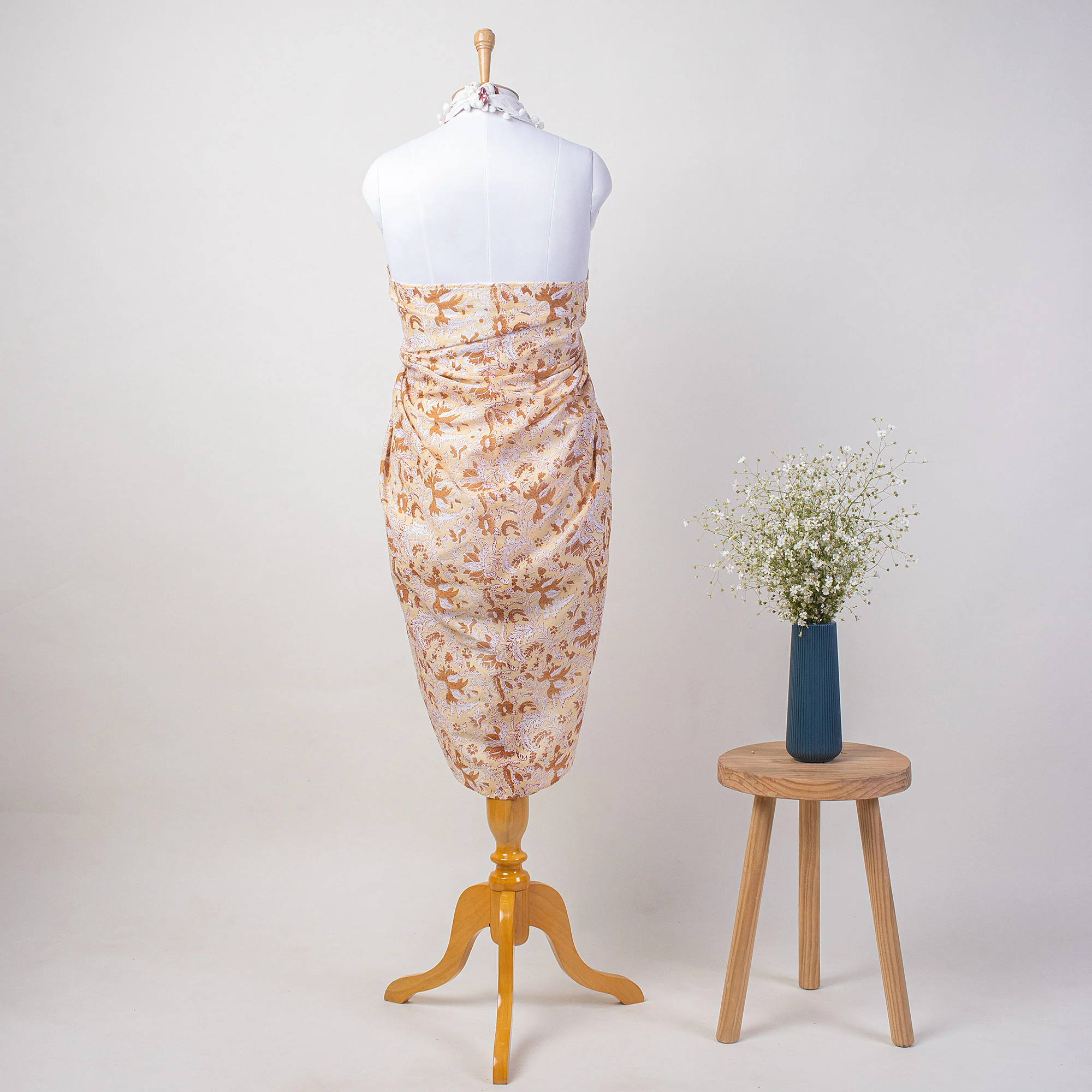Floral Hand Block Print Beach Sarong Wrap For Women - Image 6