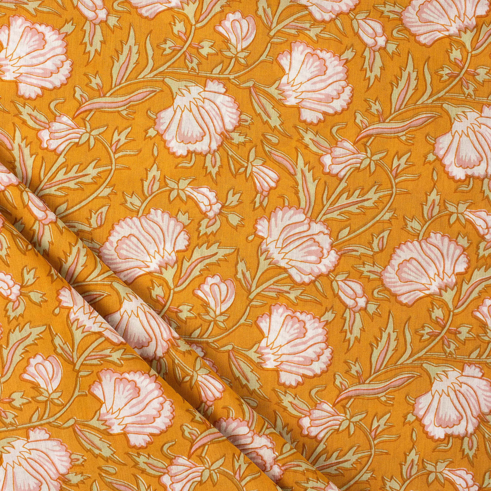 Floral Hand Block Print Fabric