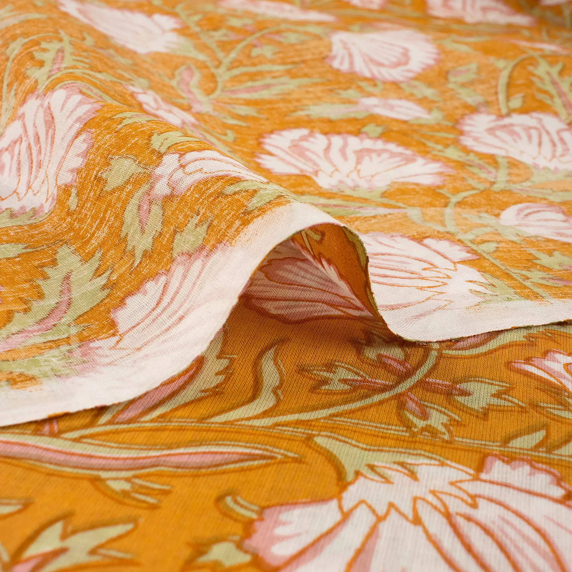 Floral Hand Block Print Fabric - Image 2