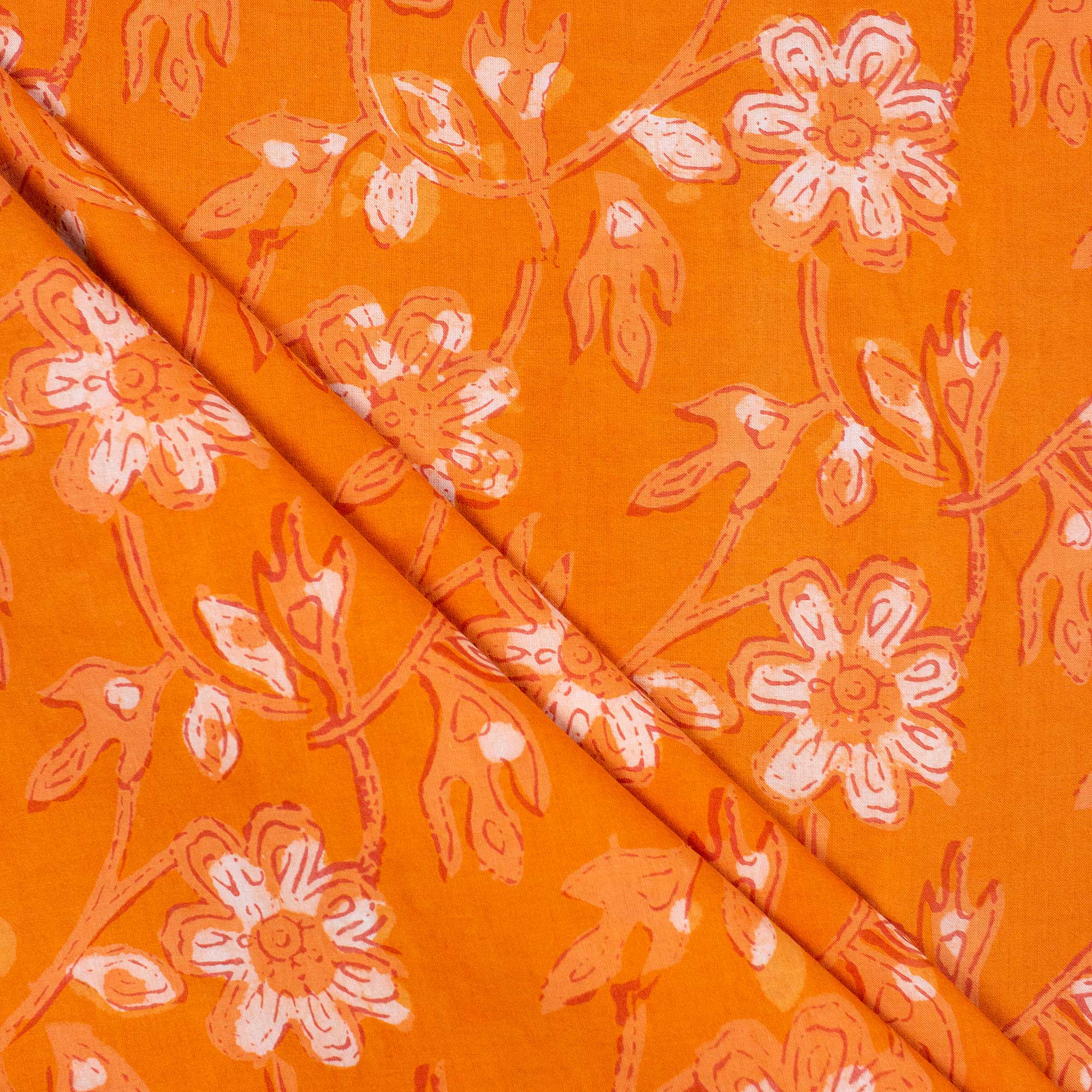 Floral Hand Block Printed Dabu Fabric