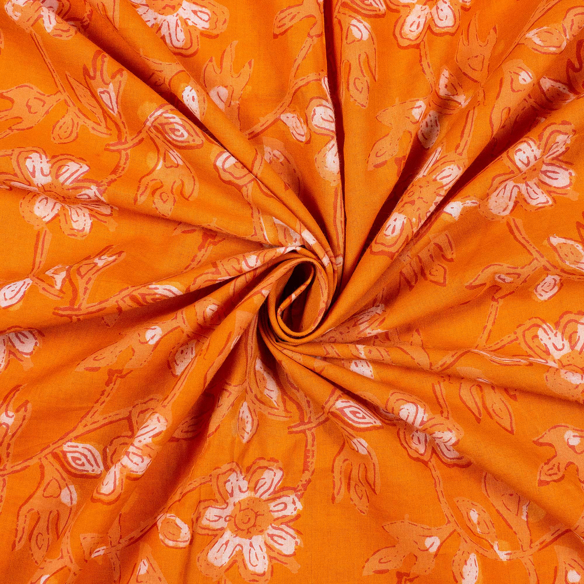 Floral Hand Block Printed Dabu Fabric - Image 4