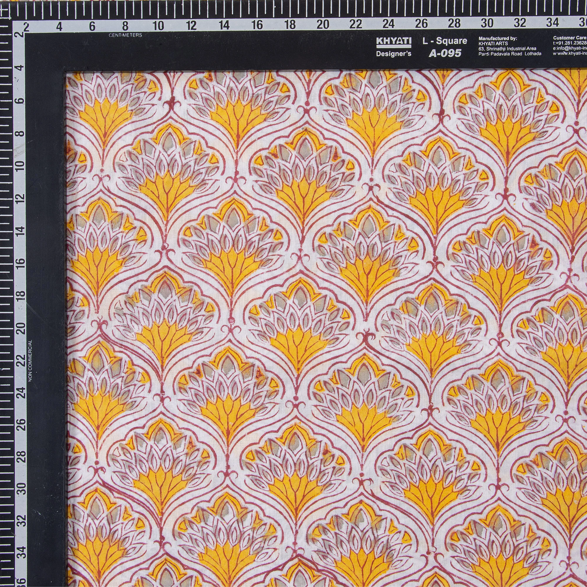 Orange Hand Block Printed Running Fabric - Image 5