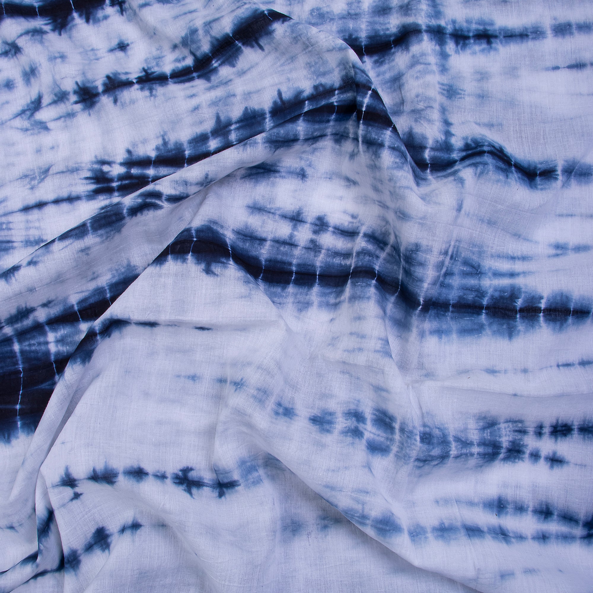 Organic Blue Cotton Tie Dye Shibori Fabric - Image 2