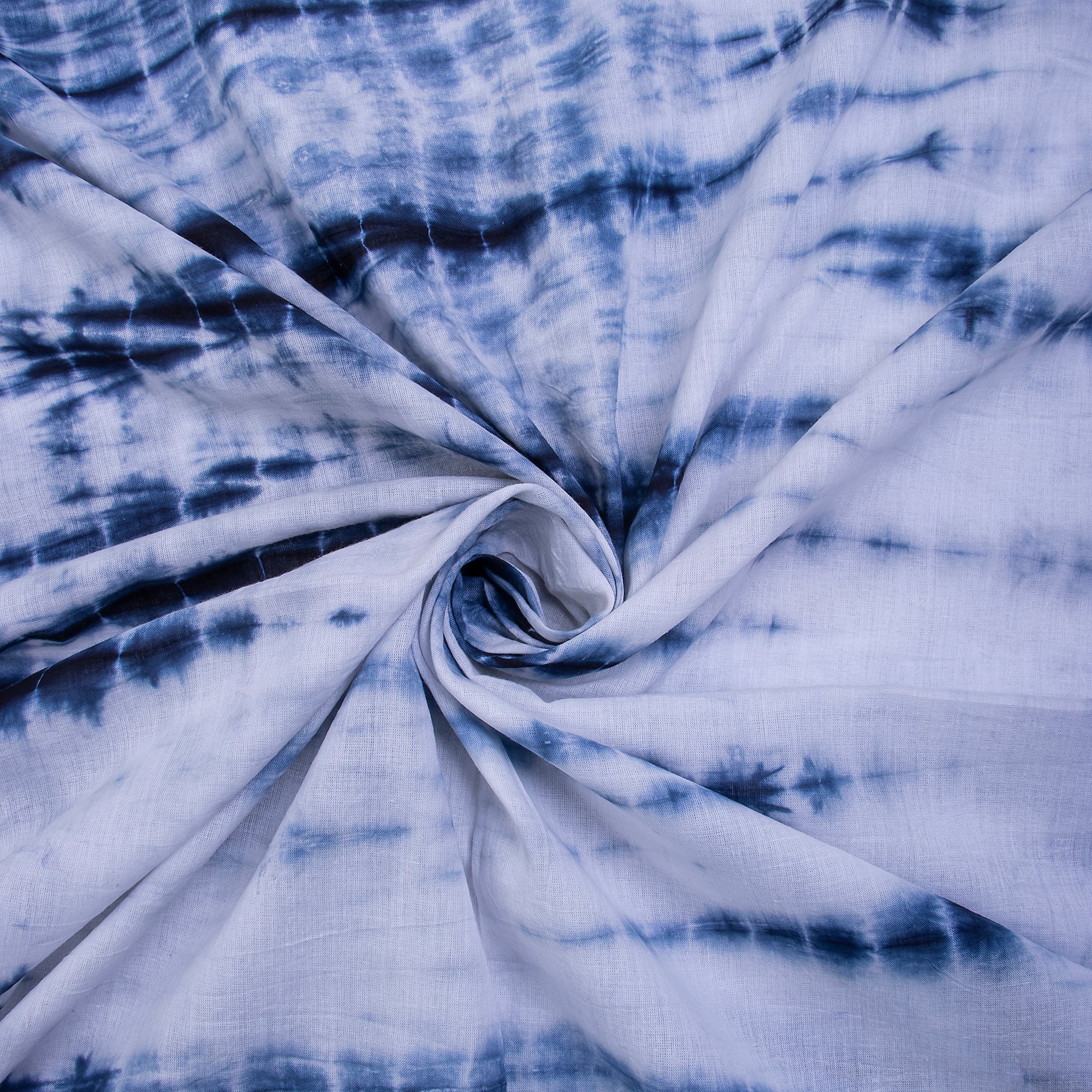 Organic Blue Cotton Tie Dye Shibori Fabric - Image 3