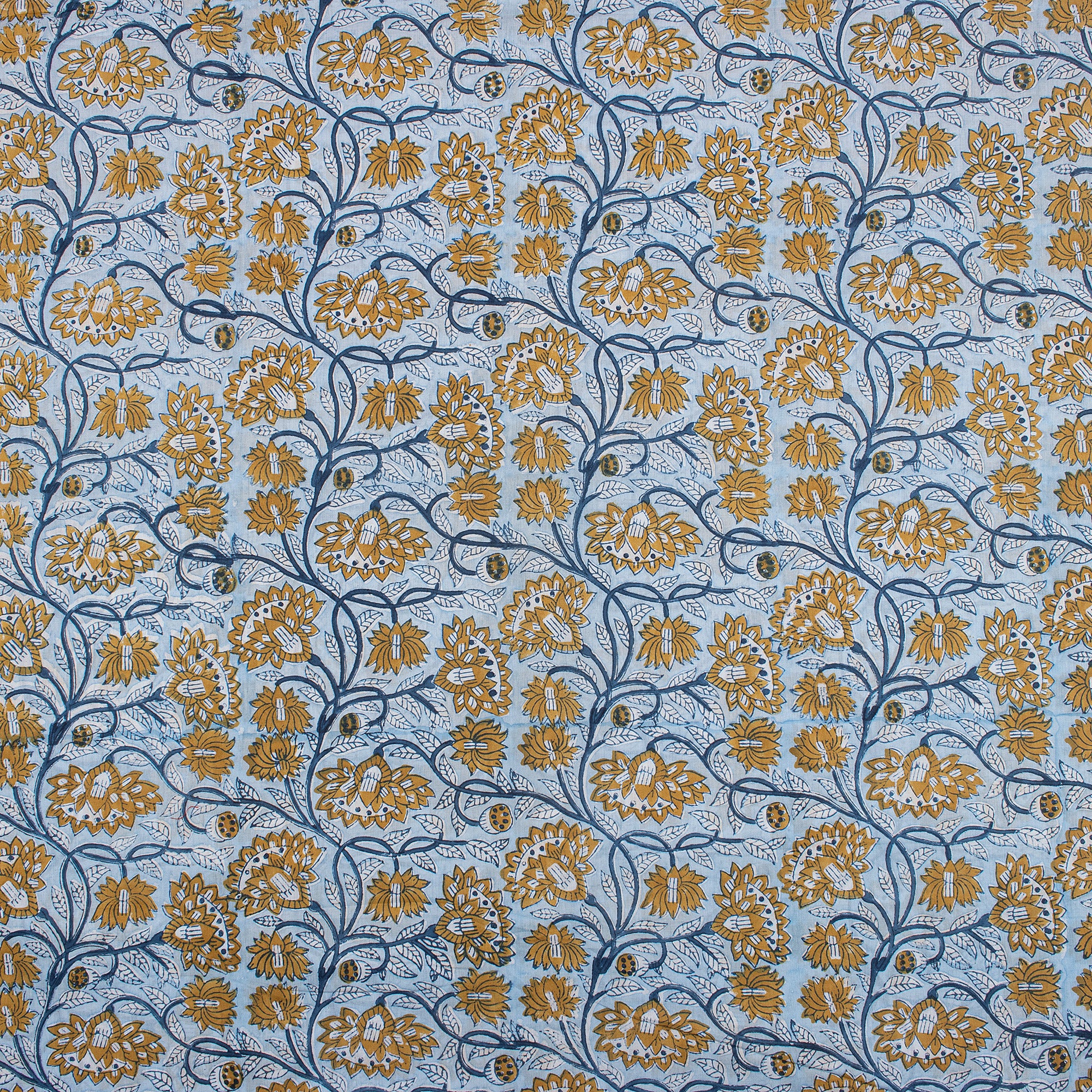 Organic Cotton Floral Hand Block Printed Fabric - Image 3