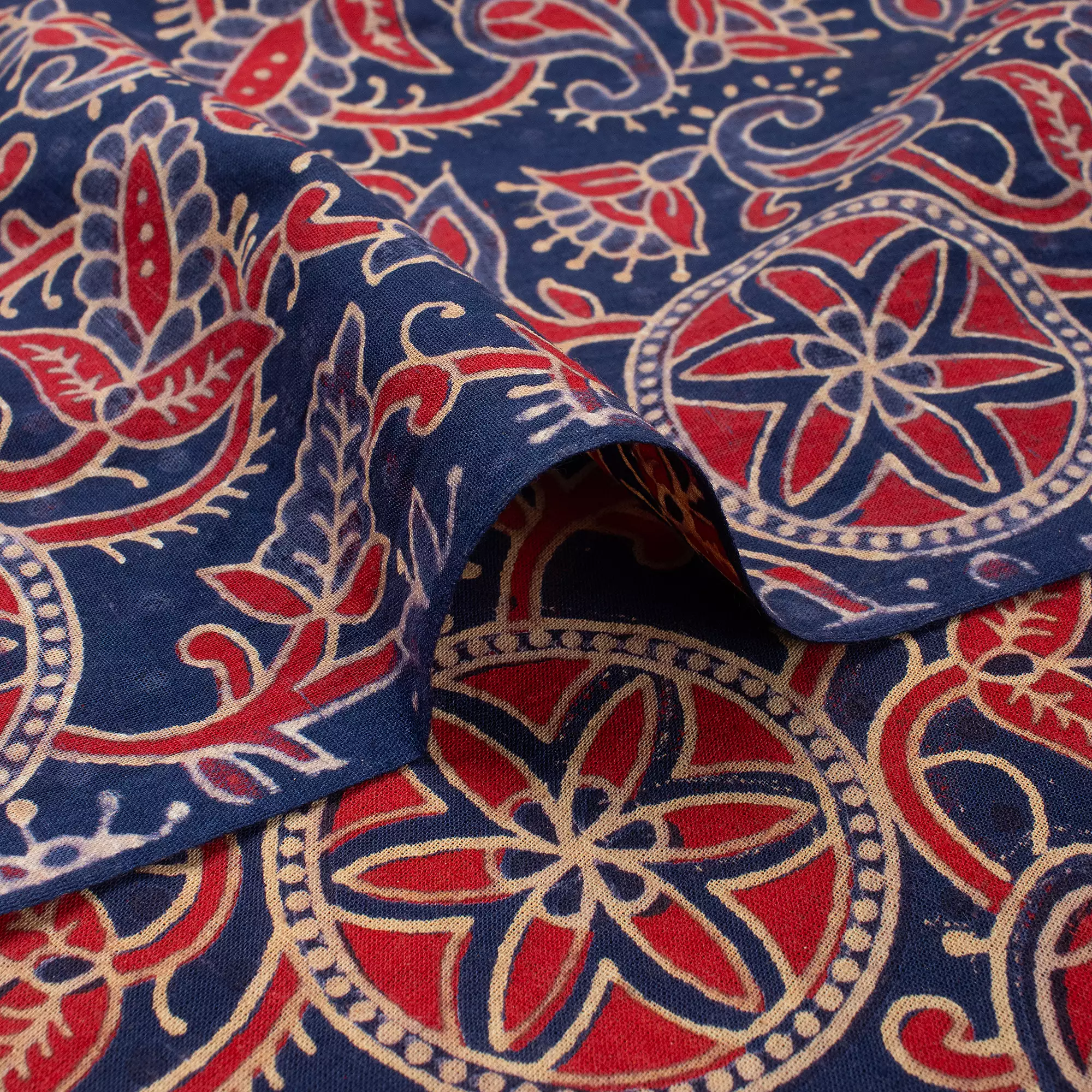 Organic Cotton Hand Block Ajrakh Running Fabric - Image 2