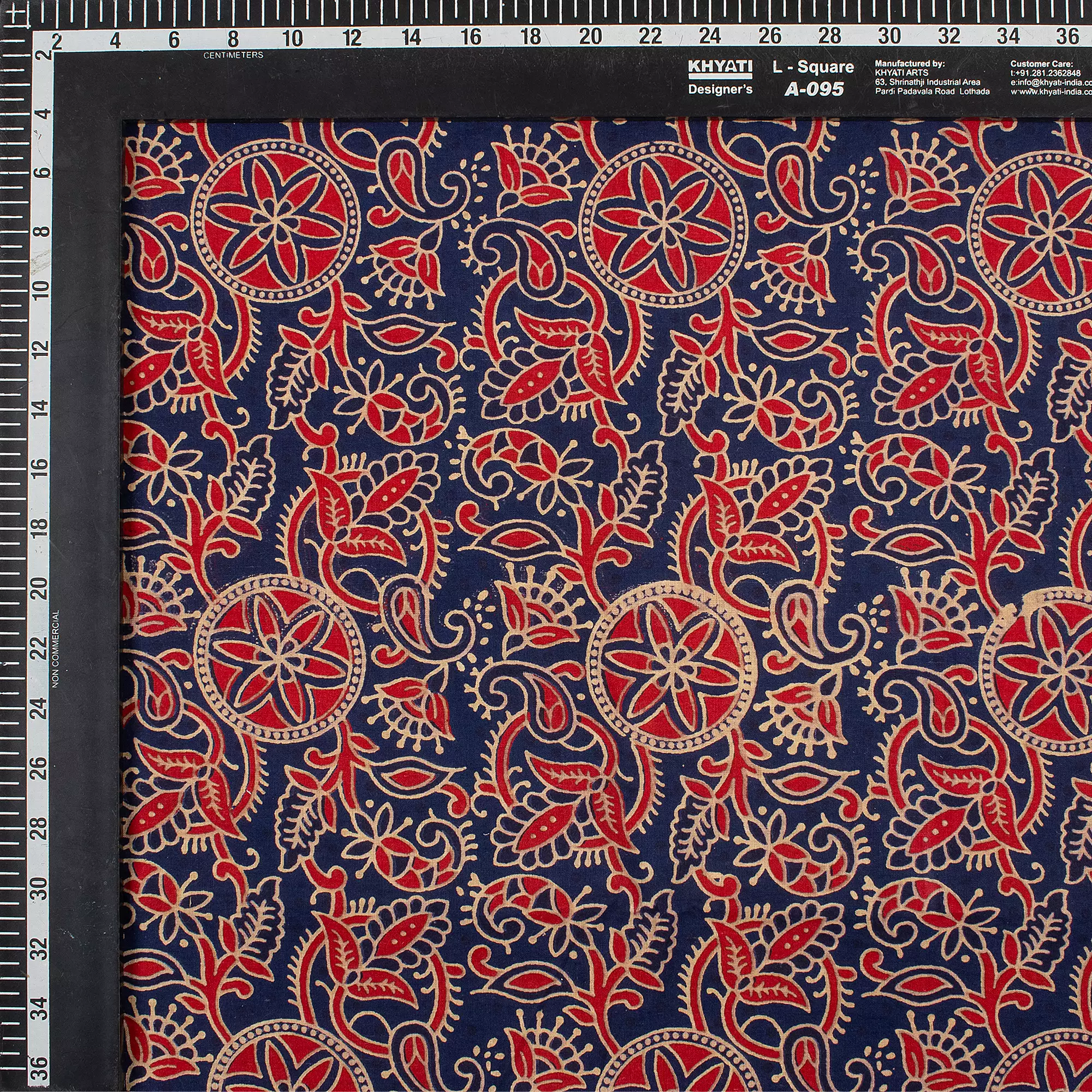 Organic Cotton Hand Block Ajrakh Running Fabric - Image 3