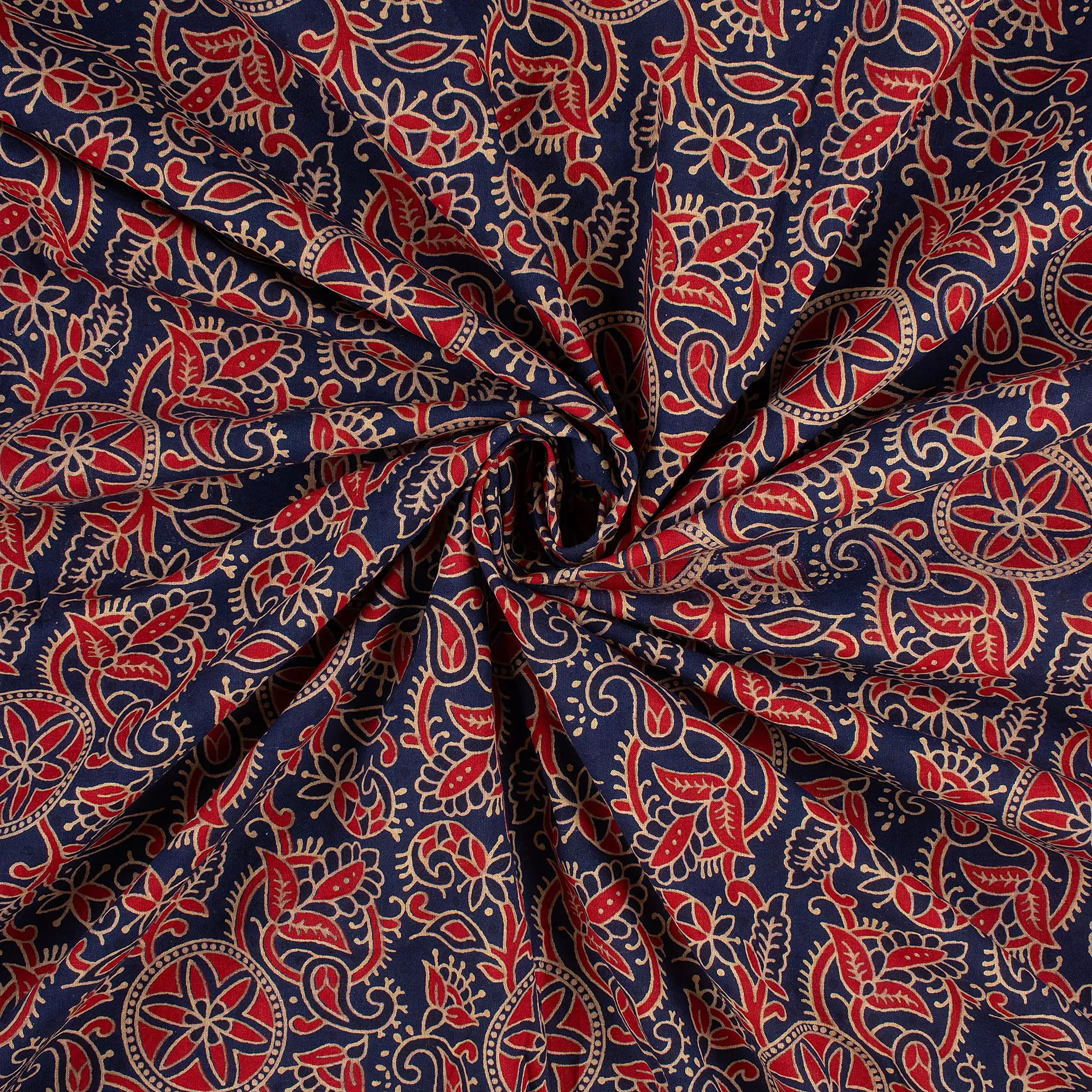 Organic Cotton Hand Block Ajrakh Running Fabric - Image 4
