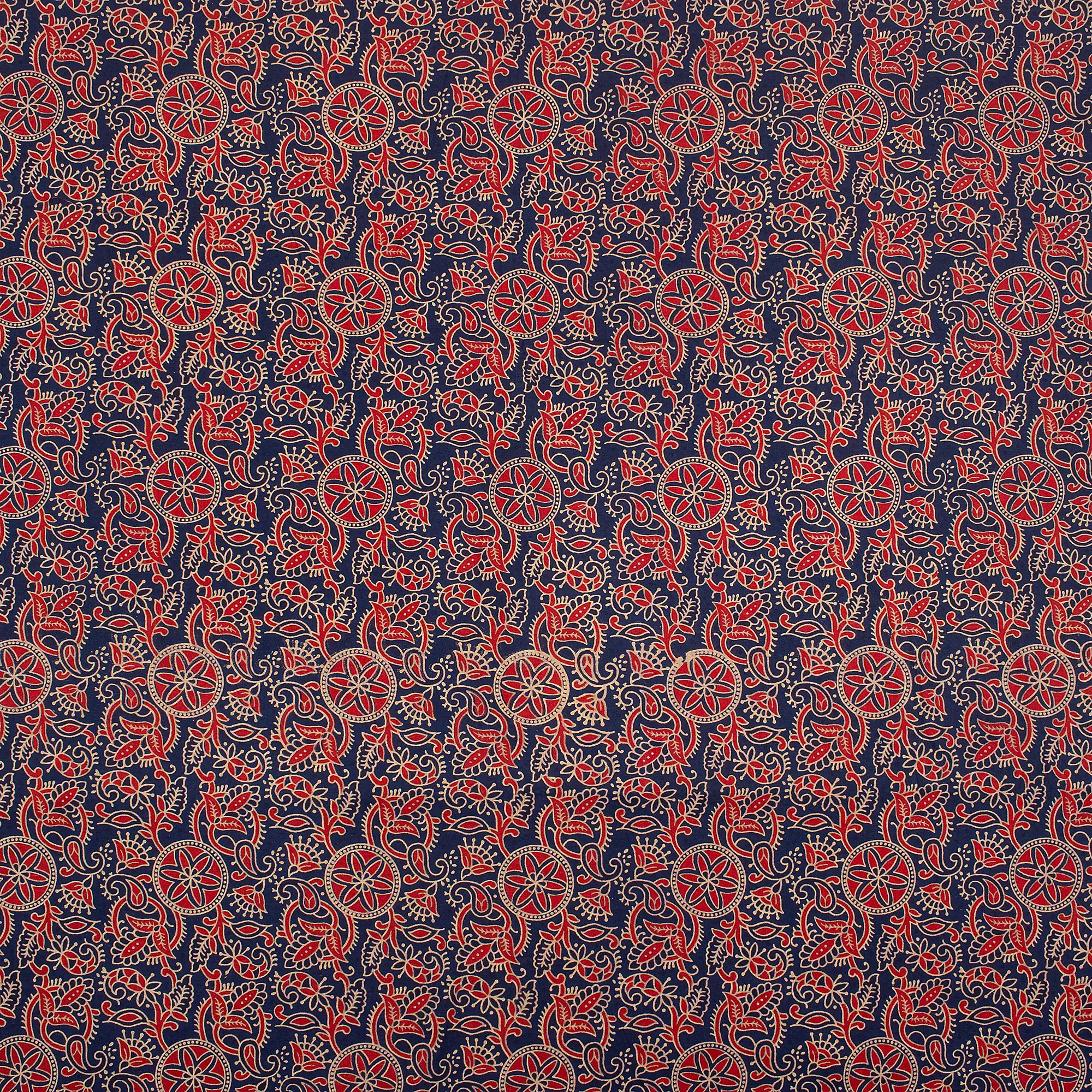 Organic Cotton Hand Block Ajrakh Running Fabric - Image 5
