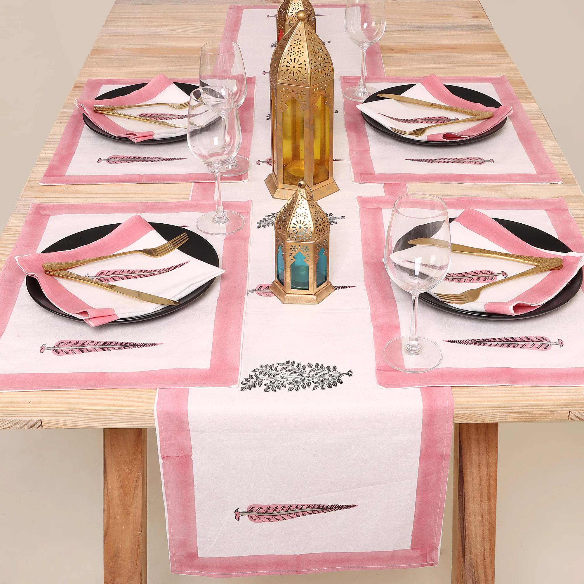 Organic Cotton Hand Block Printed Christmas Table Runner - Image 4