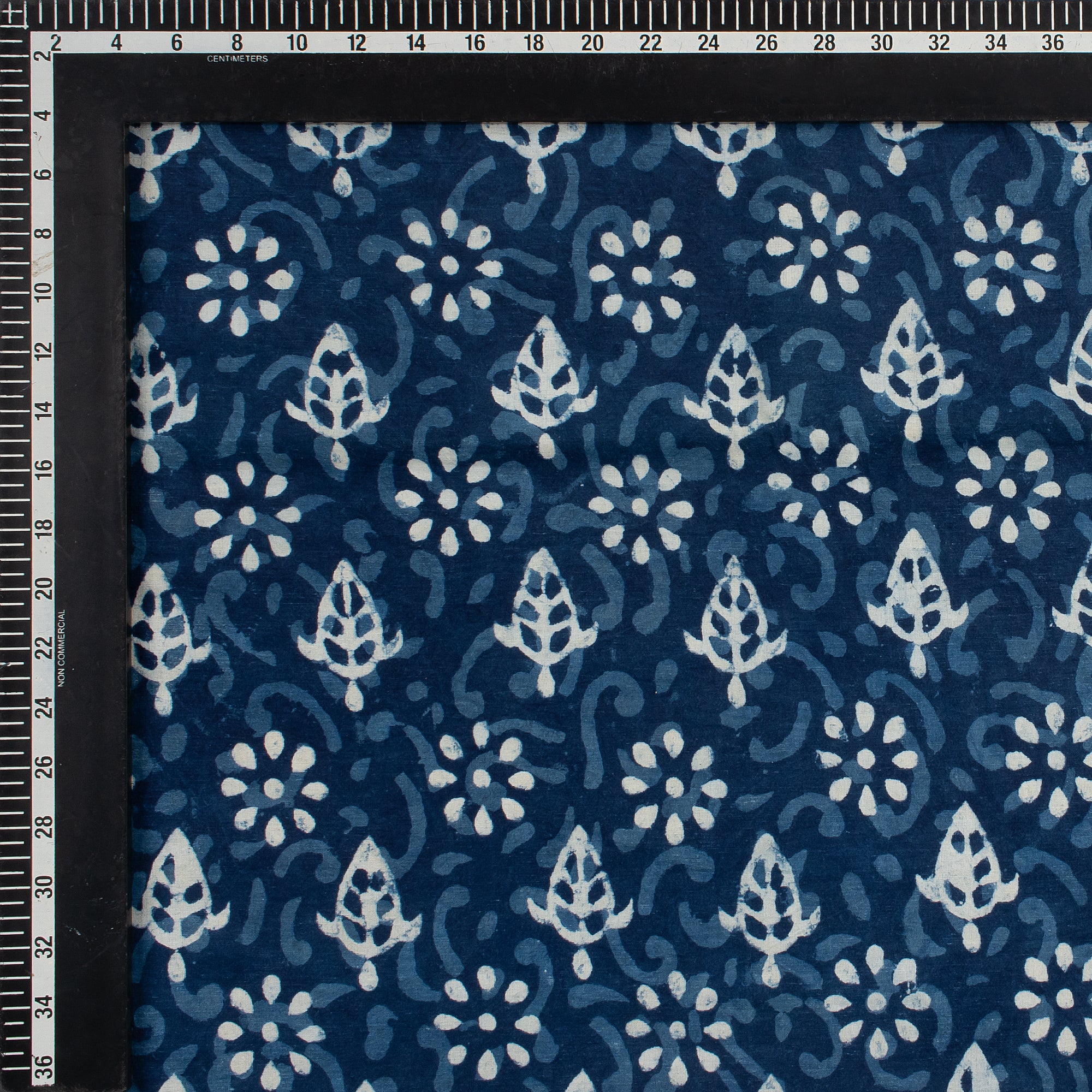 Organic Cotton Indigo Blue Block Print Fabric - Image 4