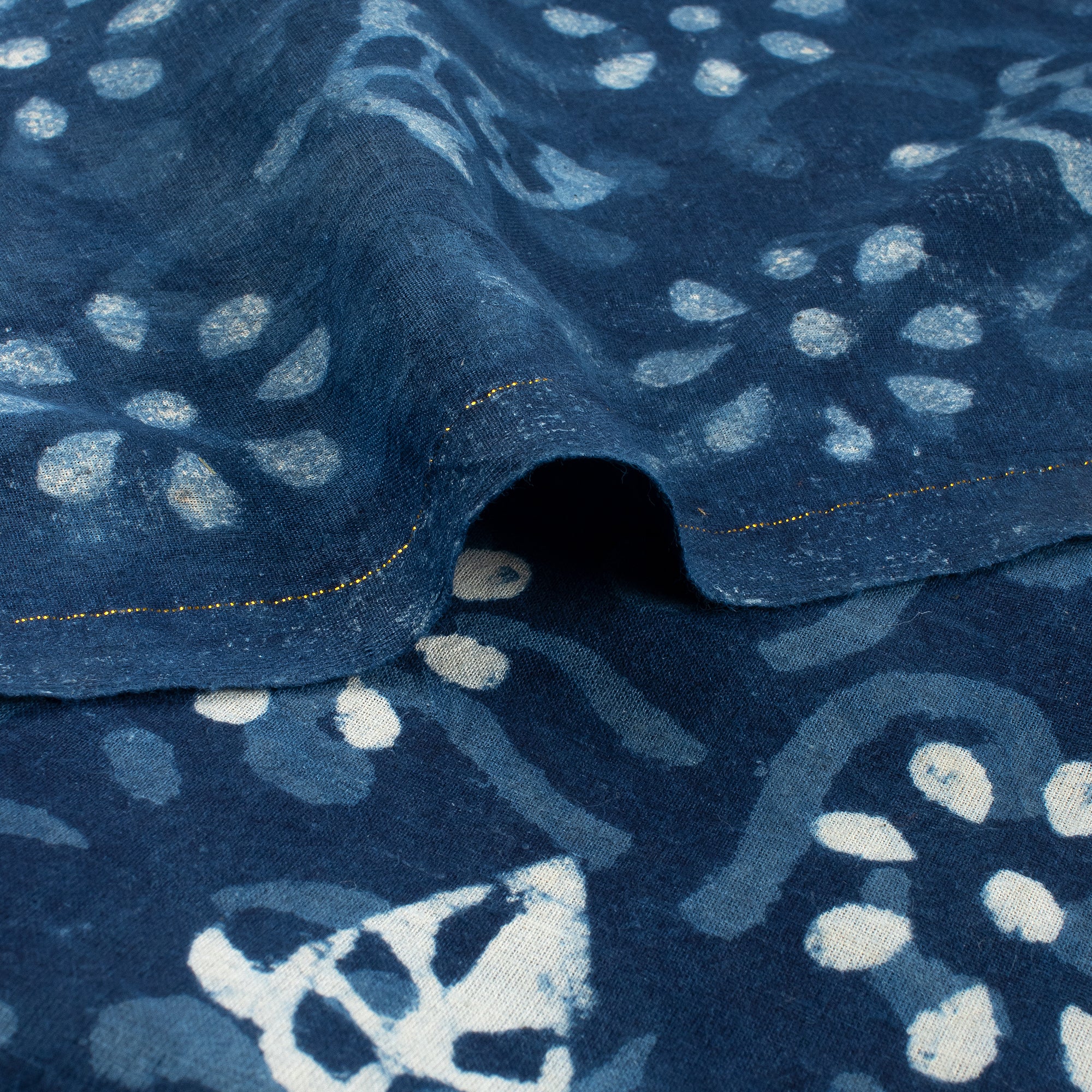 Organic Cotton Indigo Blue Block Print Fabric - Image 5
