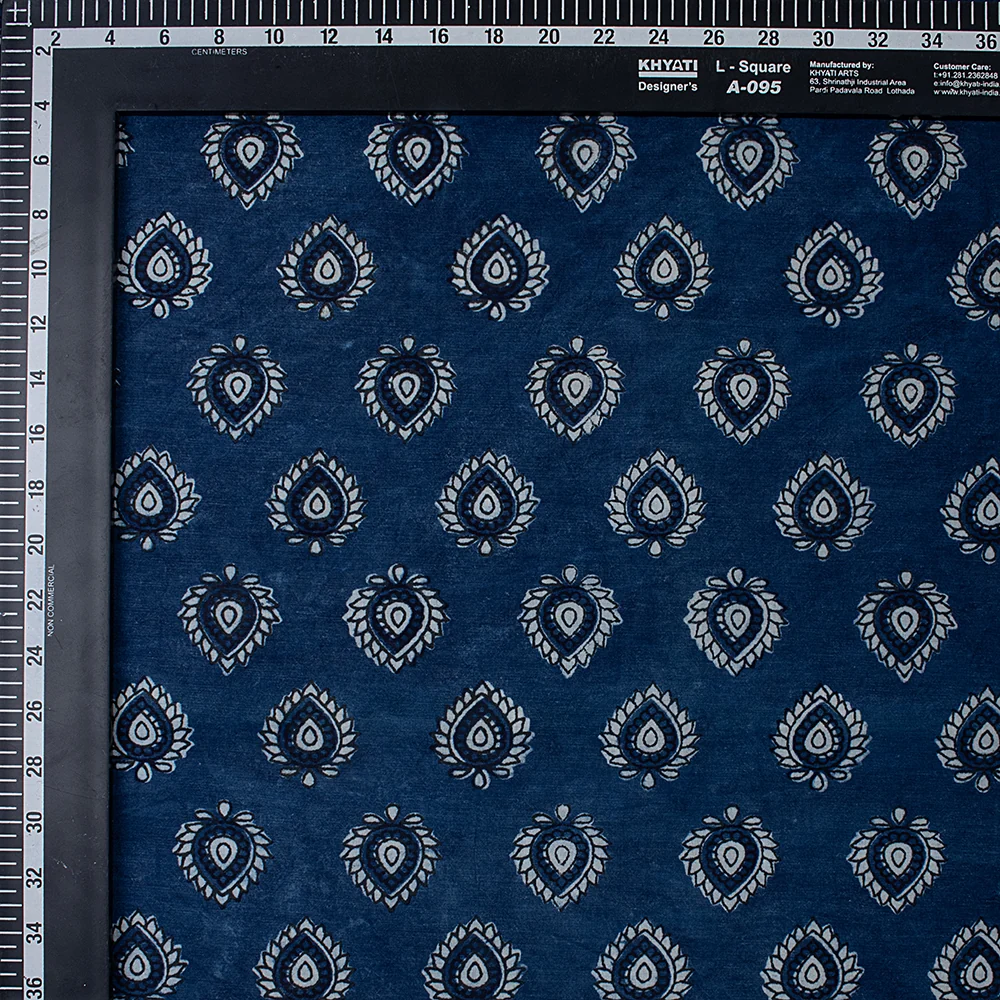 Indigo Blue Hand Printed Mud Blocked Soft Cotton Women's Clothing Fabric