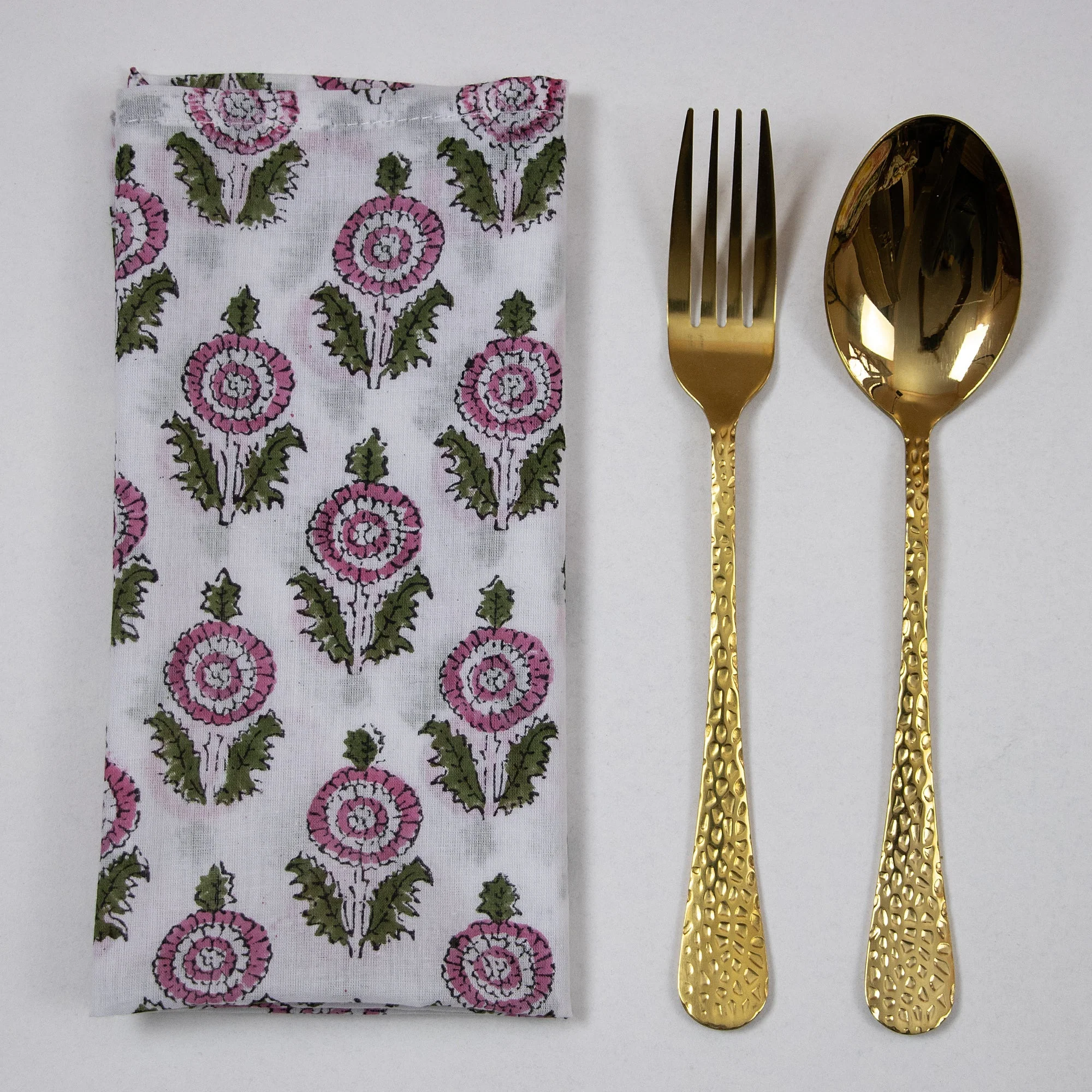 Organic Cotton Floral Hand Block Printed Reusable Napkins - Image 2
