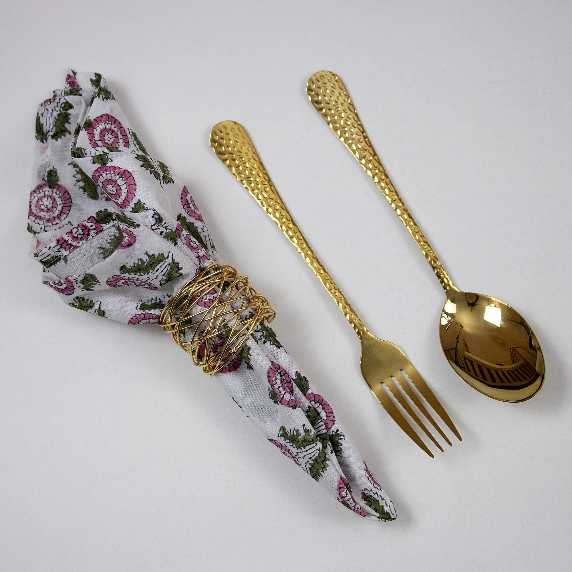 Organic Cotton Floral Hand Block Printed Reusable Napkins - Image 4
