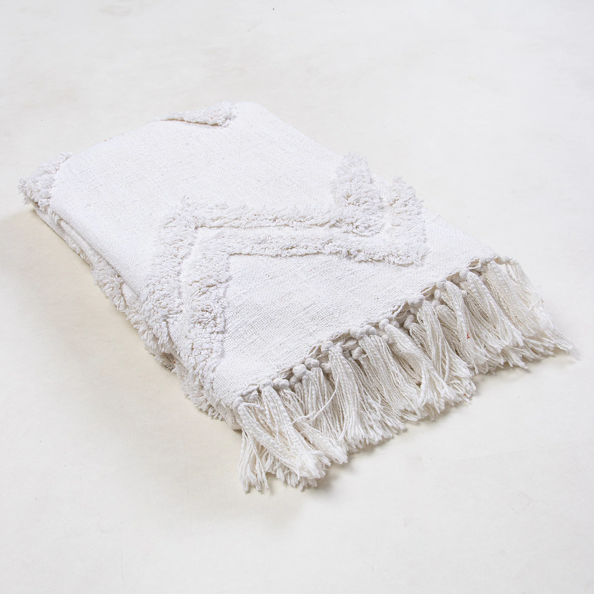 Organic Cotton White Solid Tufted SofaThrow Blanket - Image 5