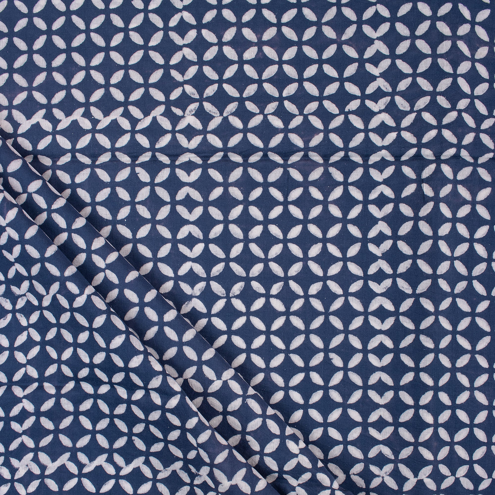 Hand Block Printed Indigo Blue Cotton Quilted Fabric