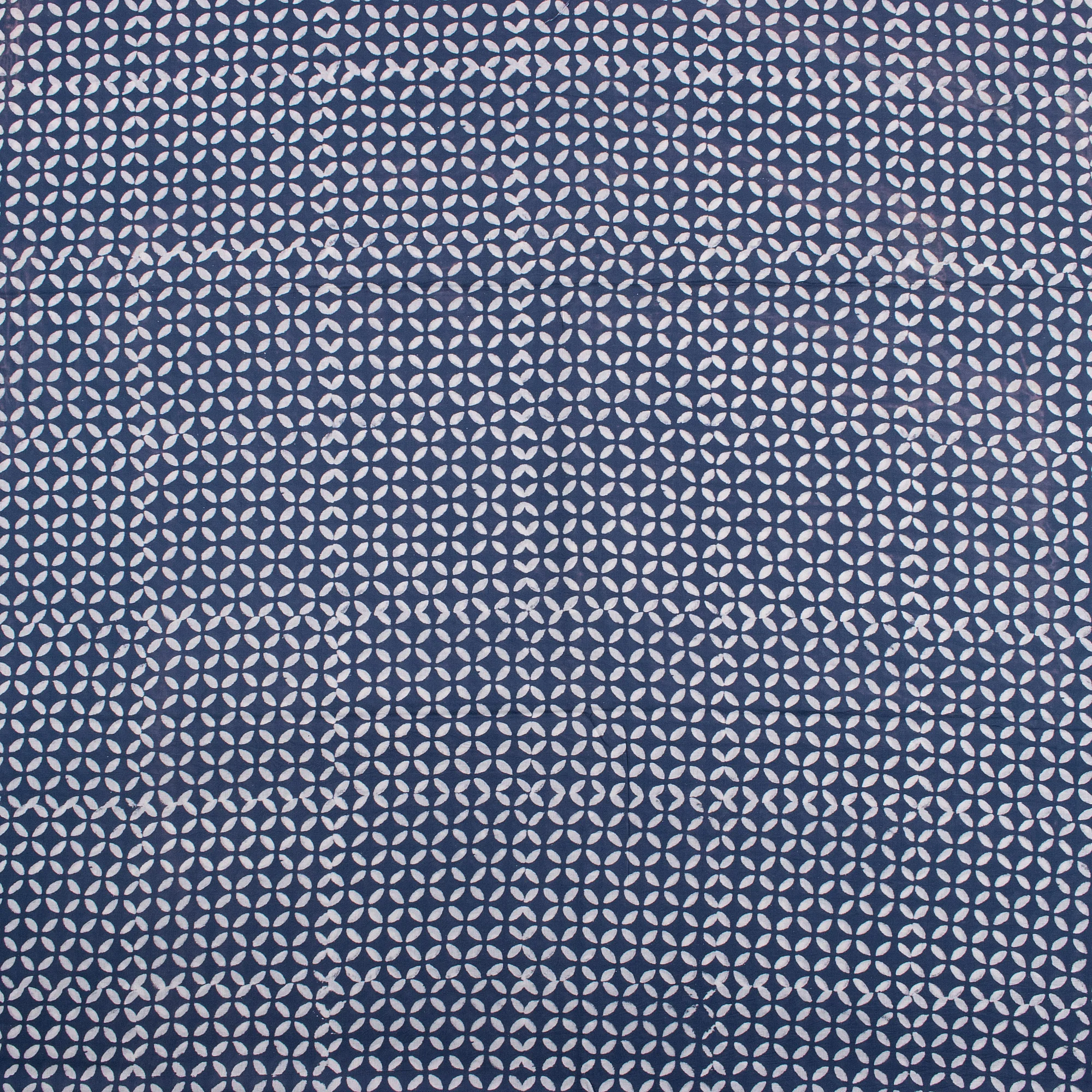 Hand Block Printed Indigo Blue Cotton Quilted Fabric - Image 4