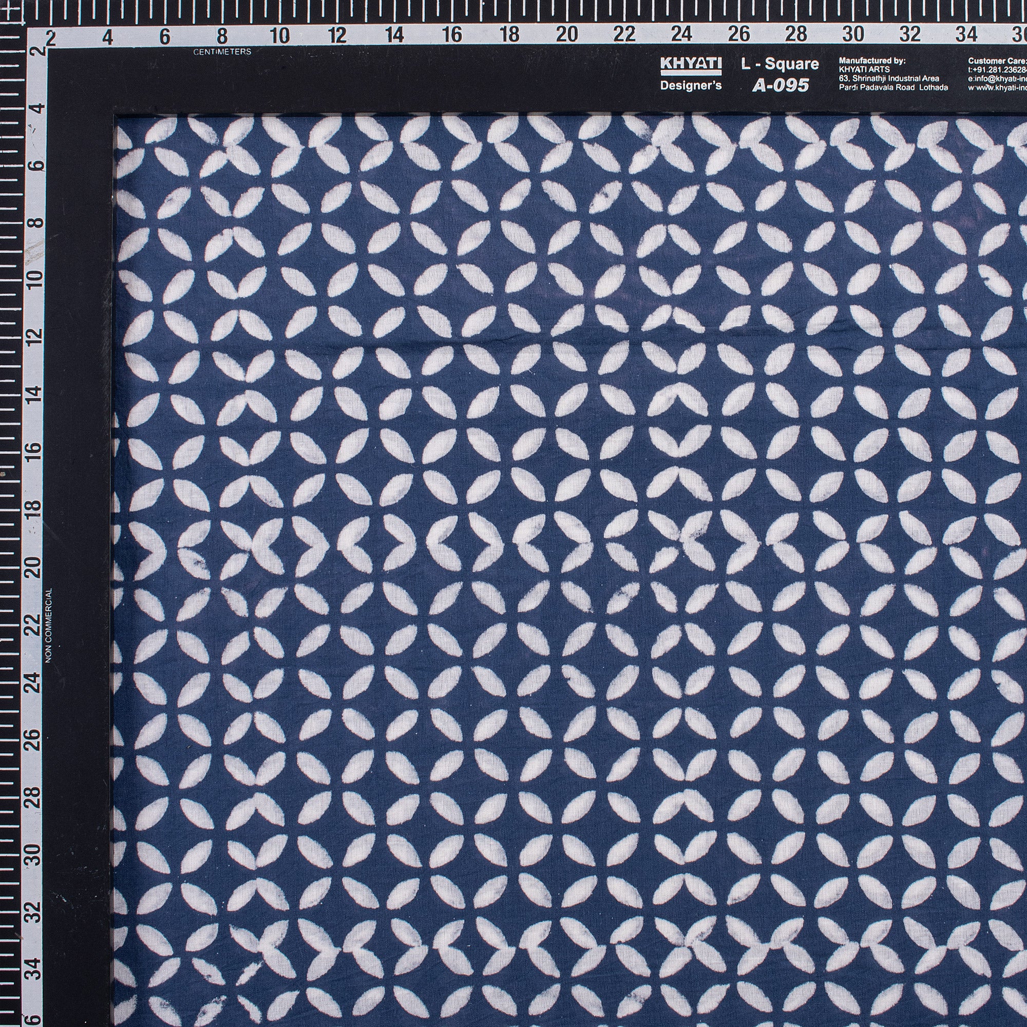 Hand Block Printed Indigo Blue Cotton Quilted Fabric - Image 5