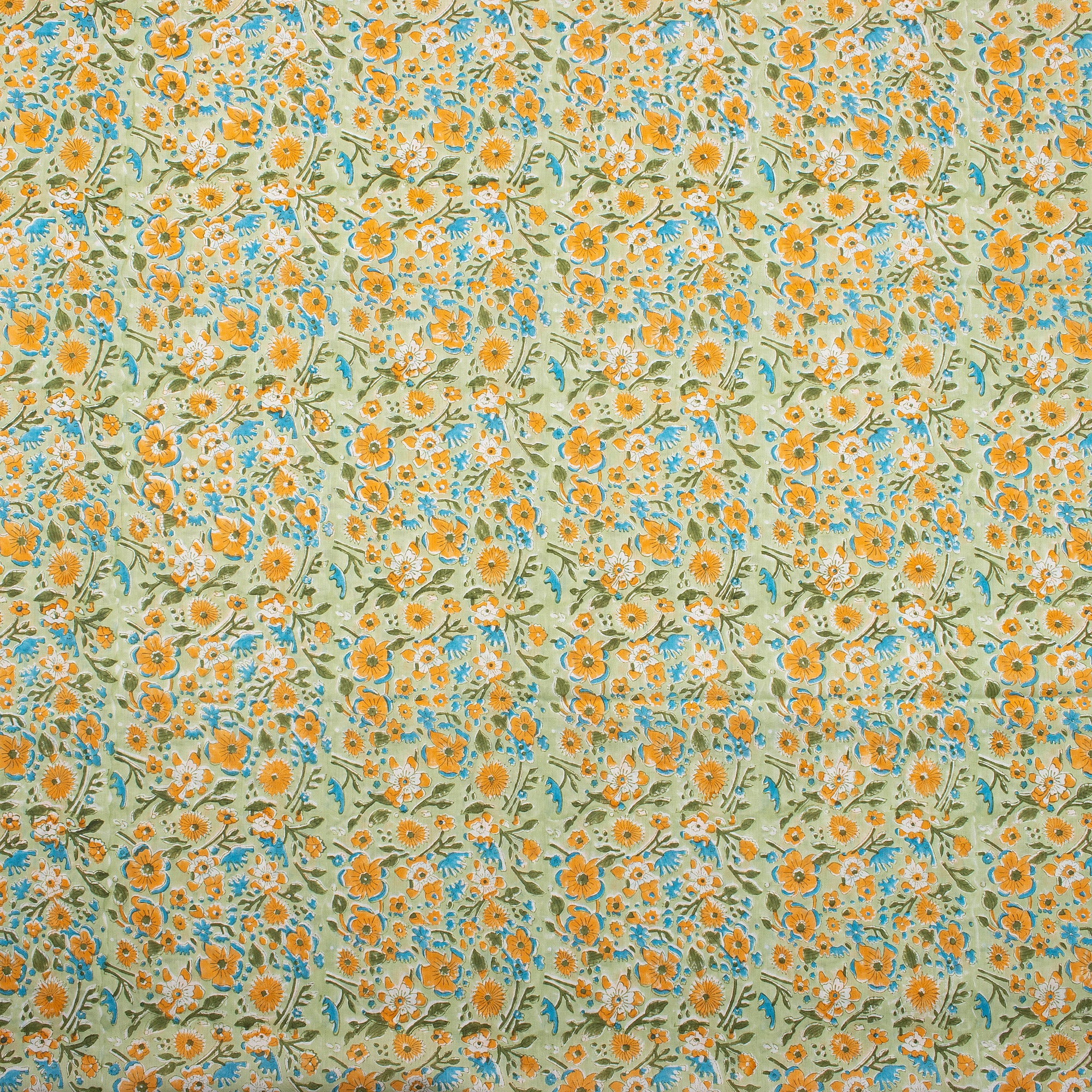 Organic Multi Floral Hand Block Printed Fabric By The Yard - Image 4